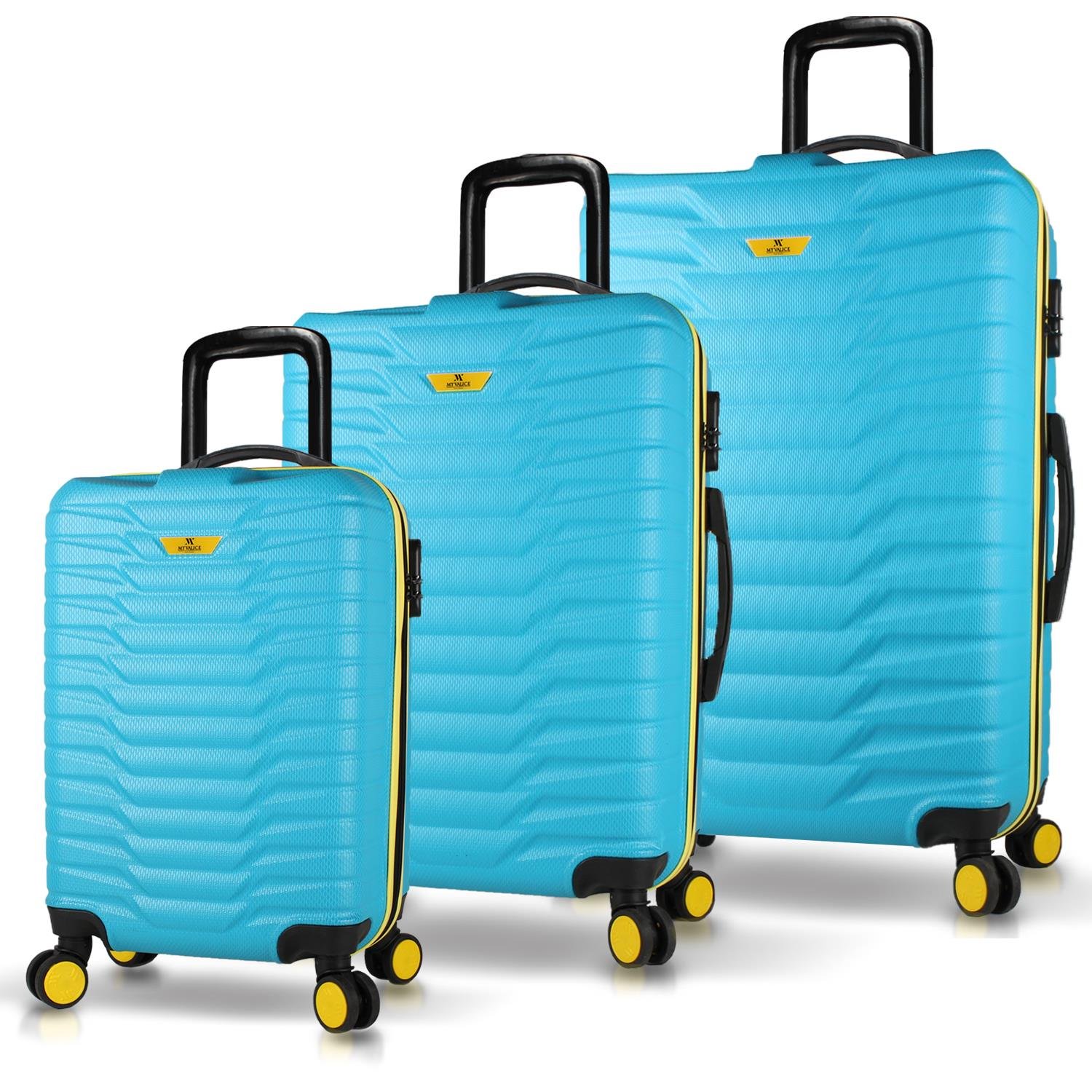 My Valice Croc Abs Cabin Medium ve Large Size Set of 3 Luggage Set Turquoise