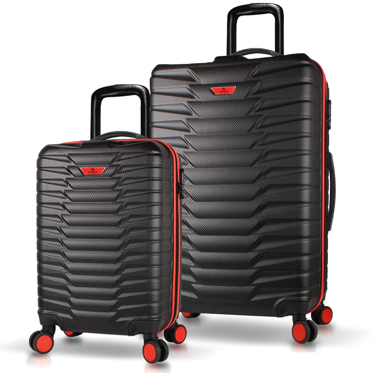 My Valice Croc Abs Cabin and Large Size Set of 2 Luggage Set Black