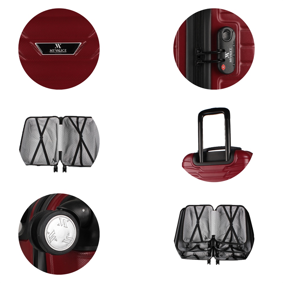 My Valice Croc Abs Kabin ve Orta Boy Bordo  2'li Valiz Seti