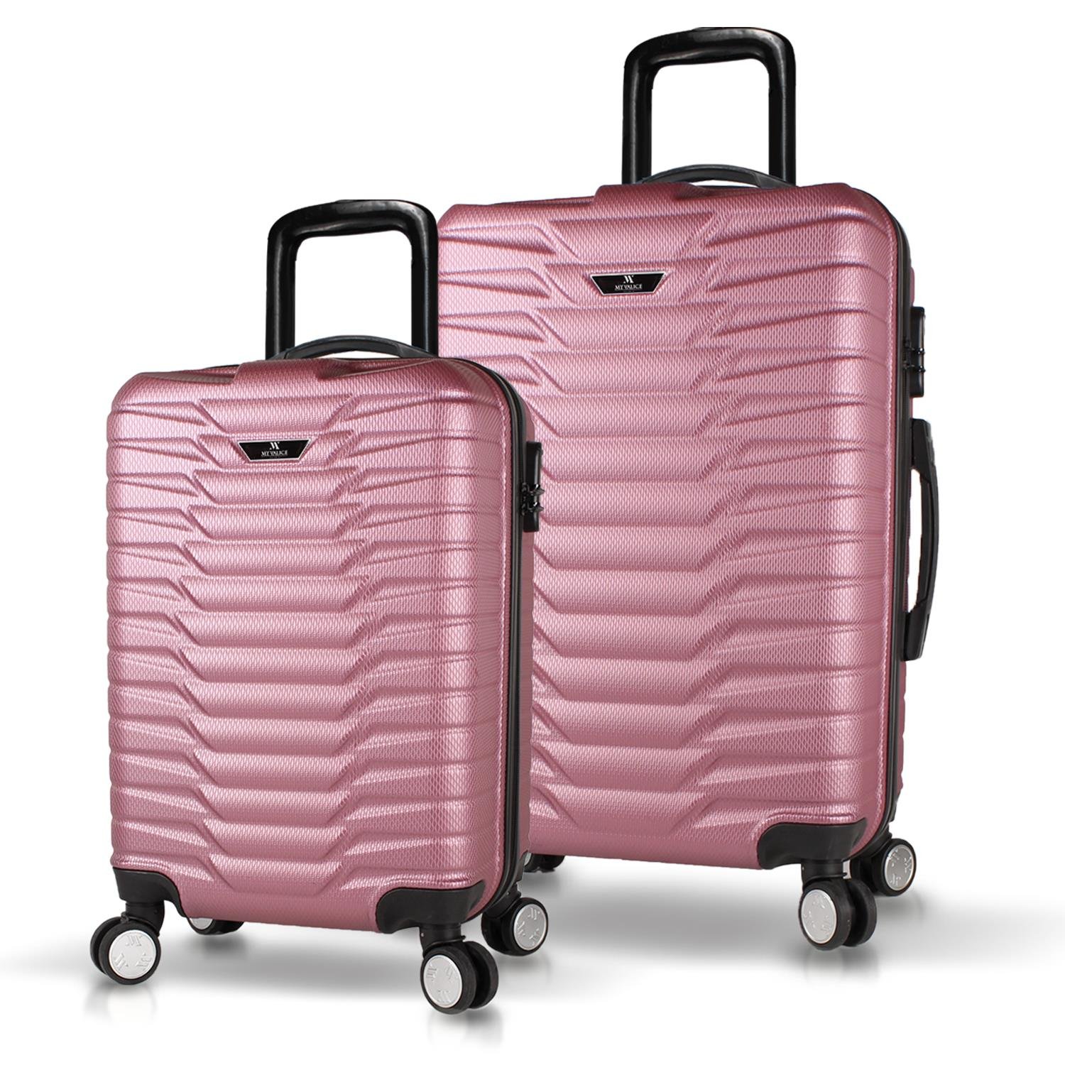 My Valice Croc Abs Cabin and Medium Size Set of 2 Luggage Set Rose Gold