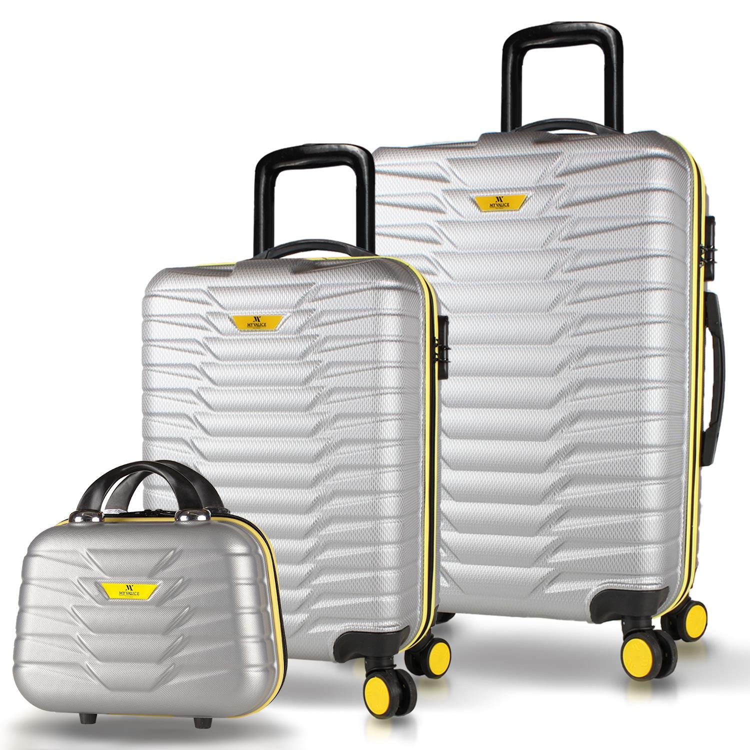 My Valice Croc Abs Makyaj Kabin ve Orta Boy Gri 3'lü Valiz Seti