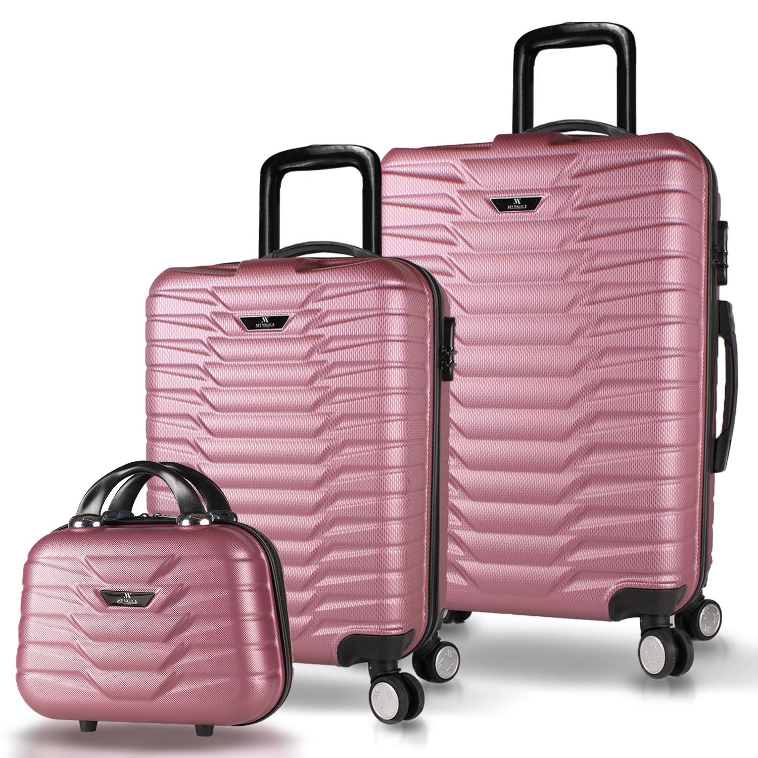 My Valice Croc Abs Makyaj Kabin ve Orta Boy Rose Gold 3'lü Valiz Seti