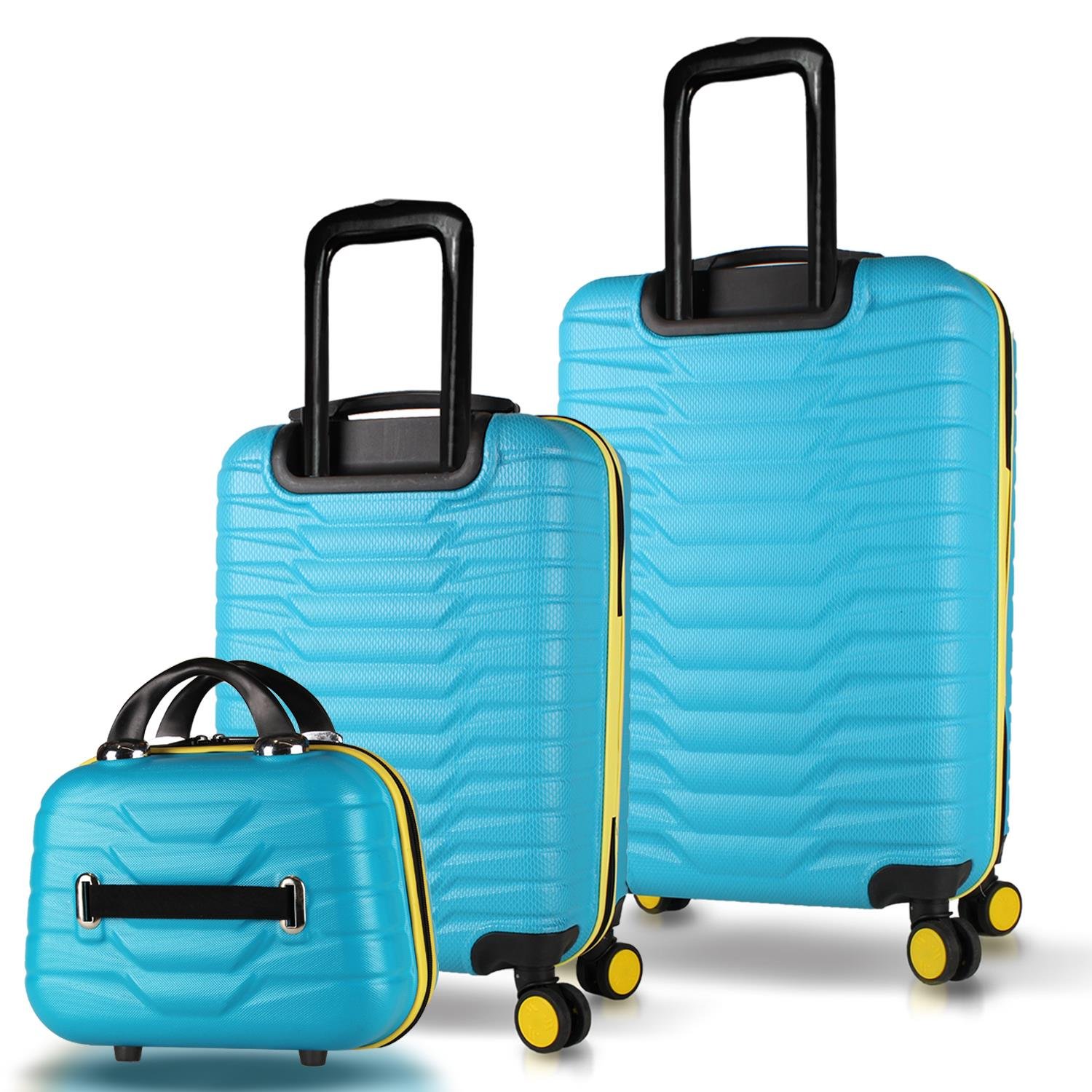 My Valice Croc Abs Makyaj Kabin ve Orta Boy Turkuaz 3'lü Valiz Seti