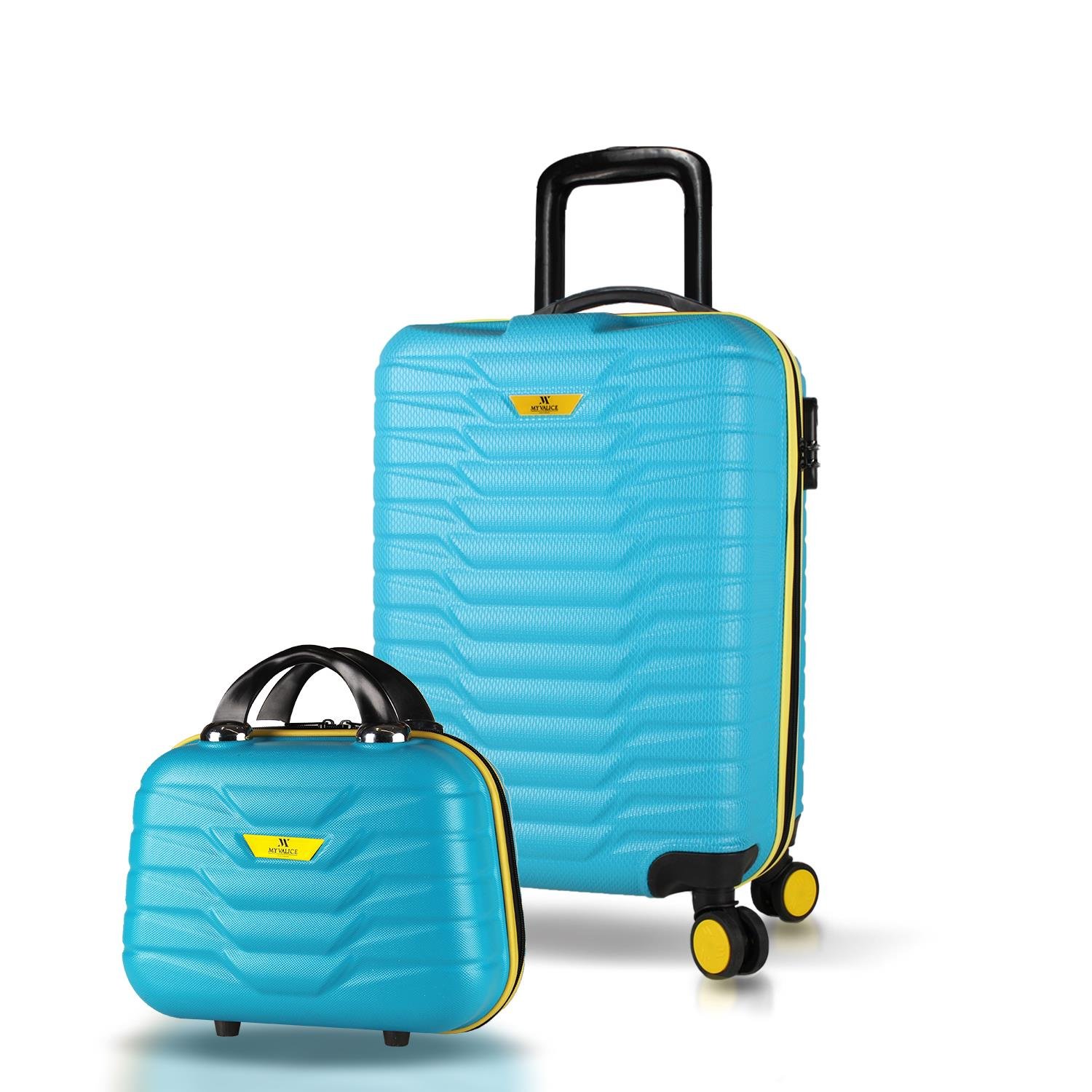 My Valice Croc Abs Makyaj ve Kabin Boy Turkuaz  2'li Valiz Seti