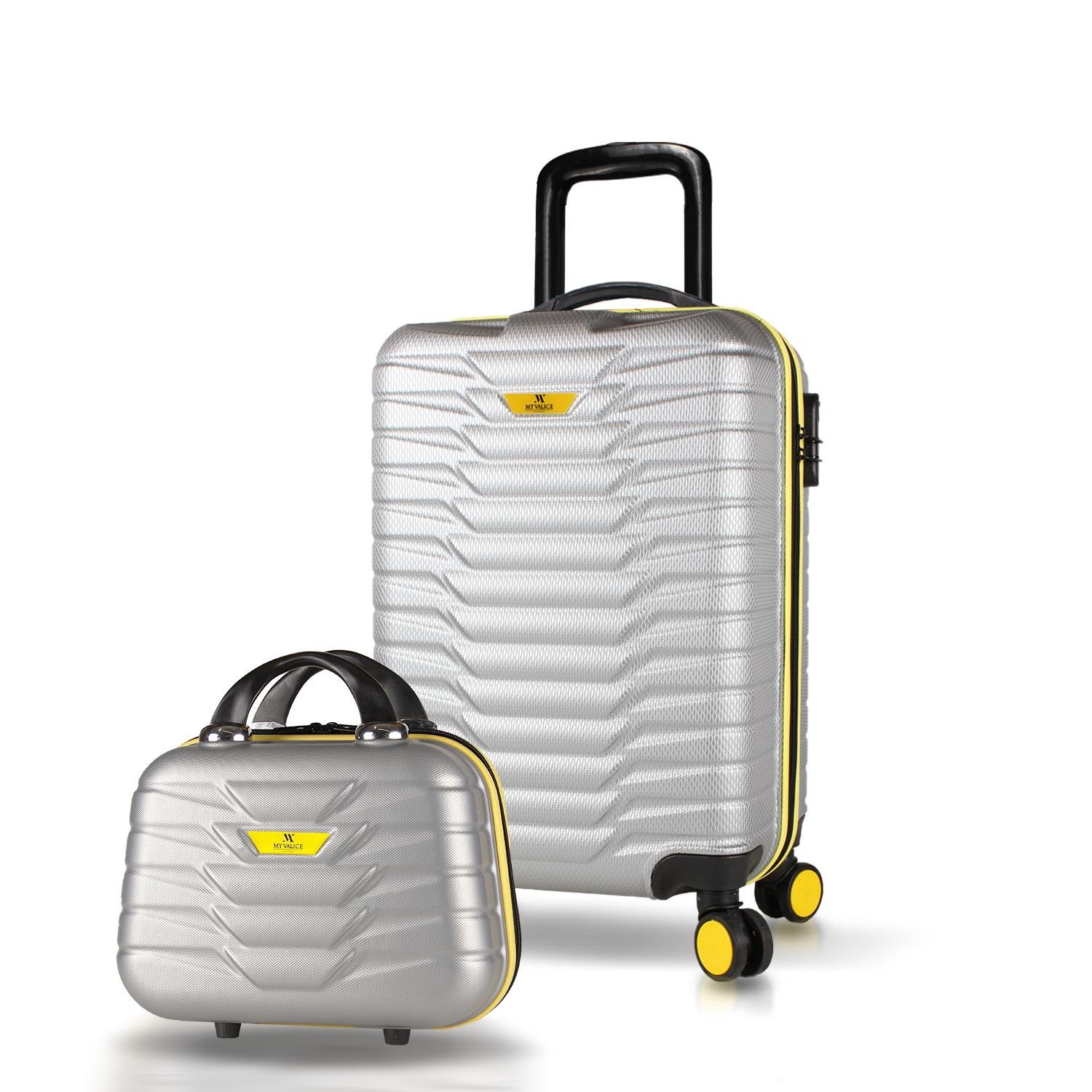 My Valice Croc Abs Makyaj ve Kabin Boy Gri  2'li Valiz Seti