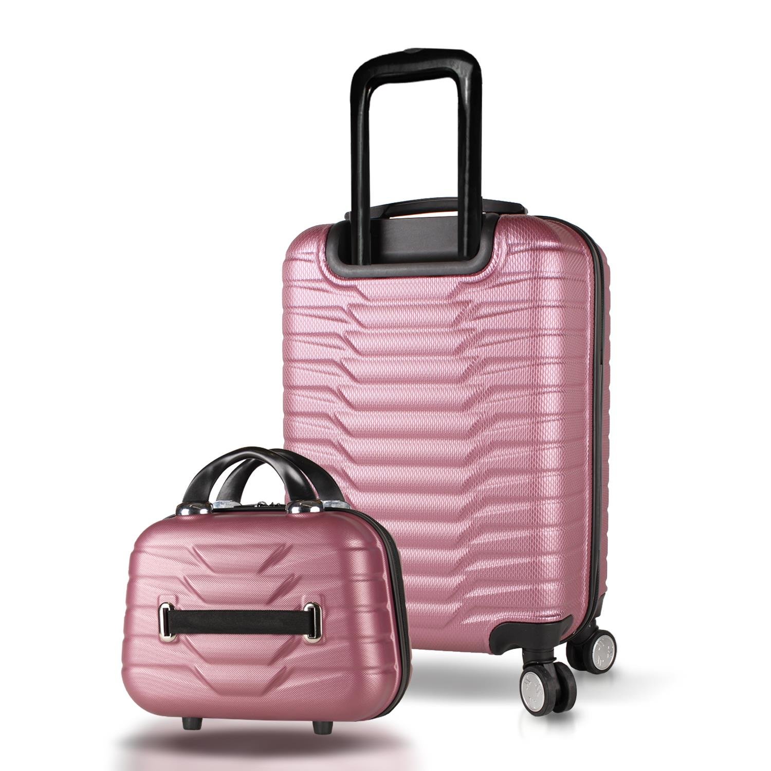 My Valice Croc Abs Makyaj ve Kabin Boy Rose Gold  2'li Valiz Seti