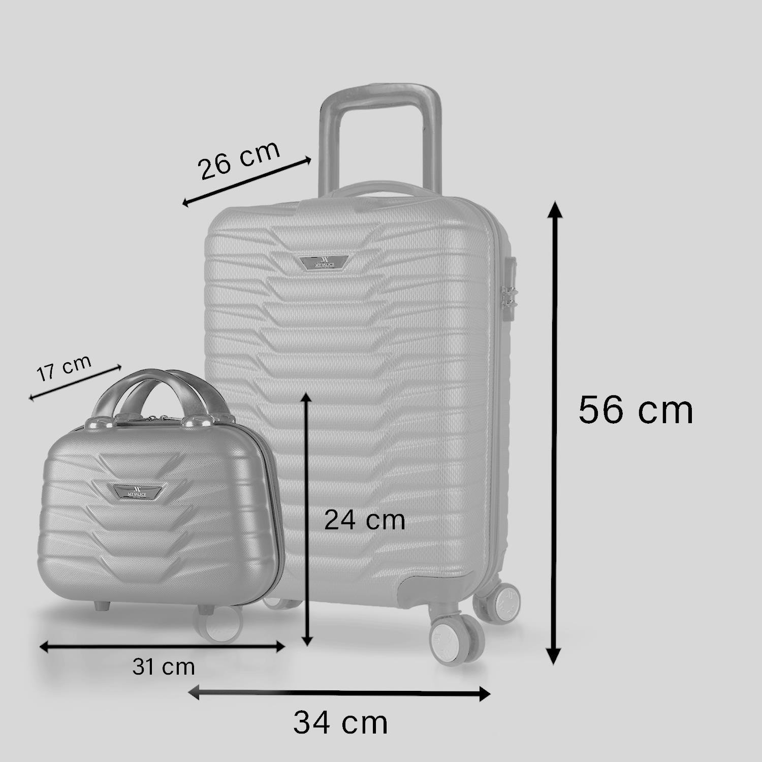 My Valice Croc Abs Makyaj ve Kabin Boy Turkuaz  2'li Valiz Seti