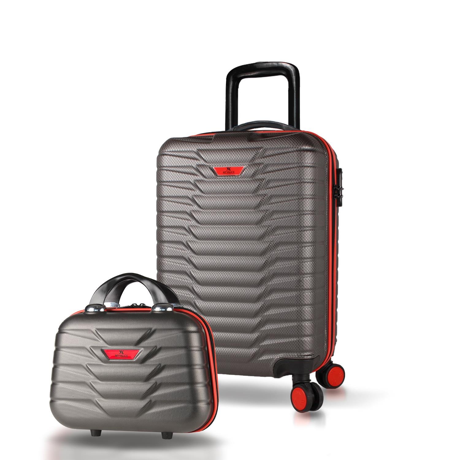 My Valice Croc Abs Makyaj ve Kabin Boy Antrasit 2'li Valiz Seti