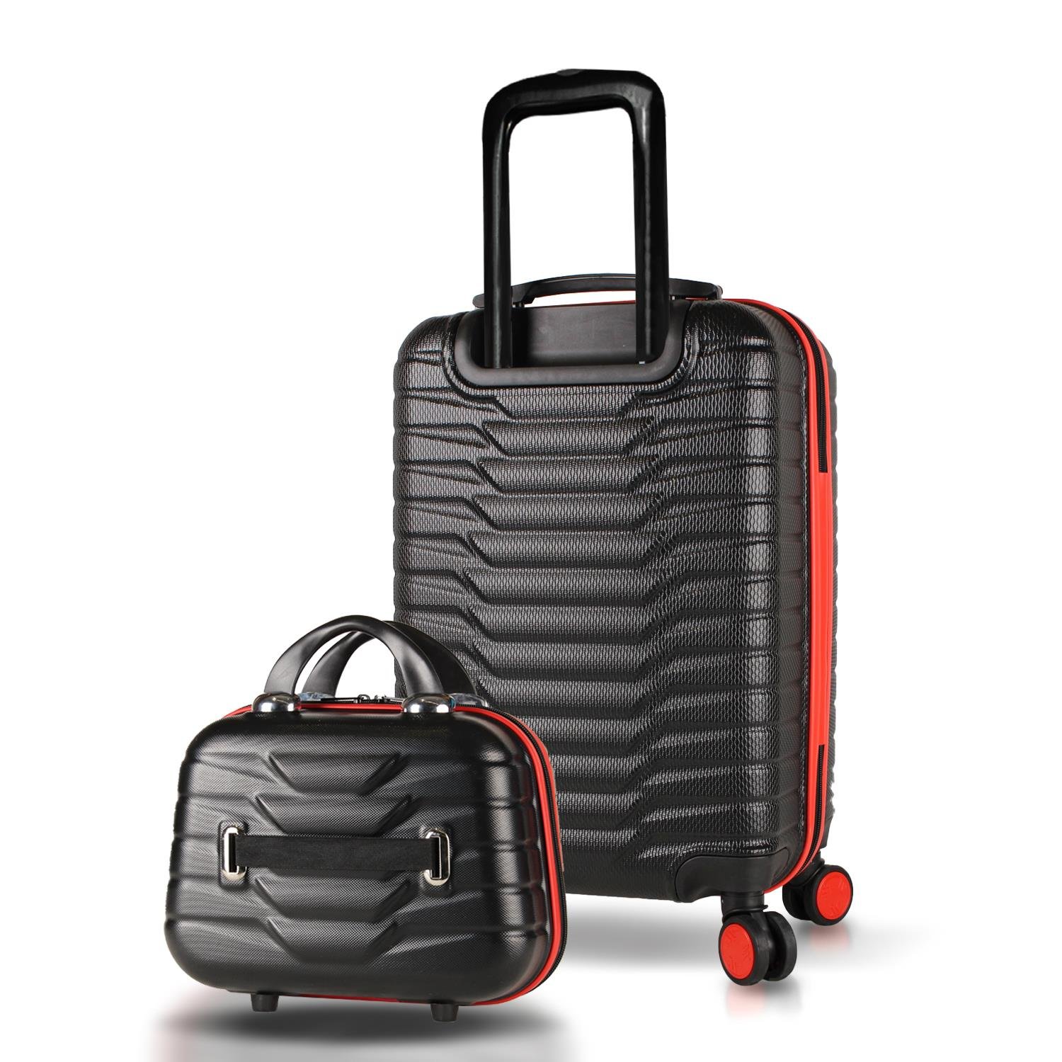 My Valice Croc Abs Makyaj ve Kabin Boy Siyah  2'li Valiz Seti