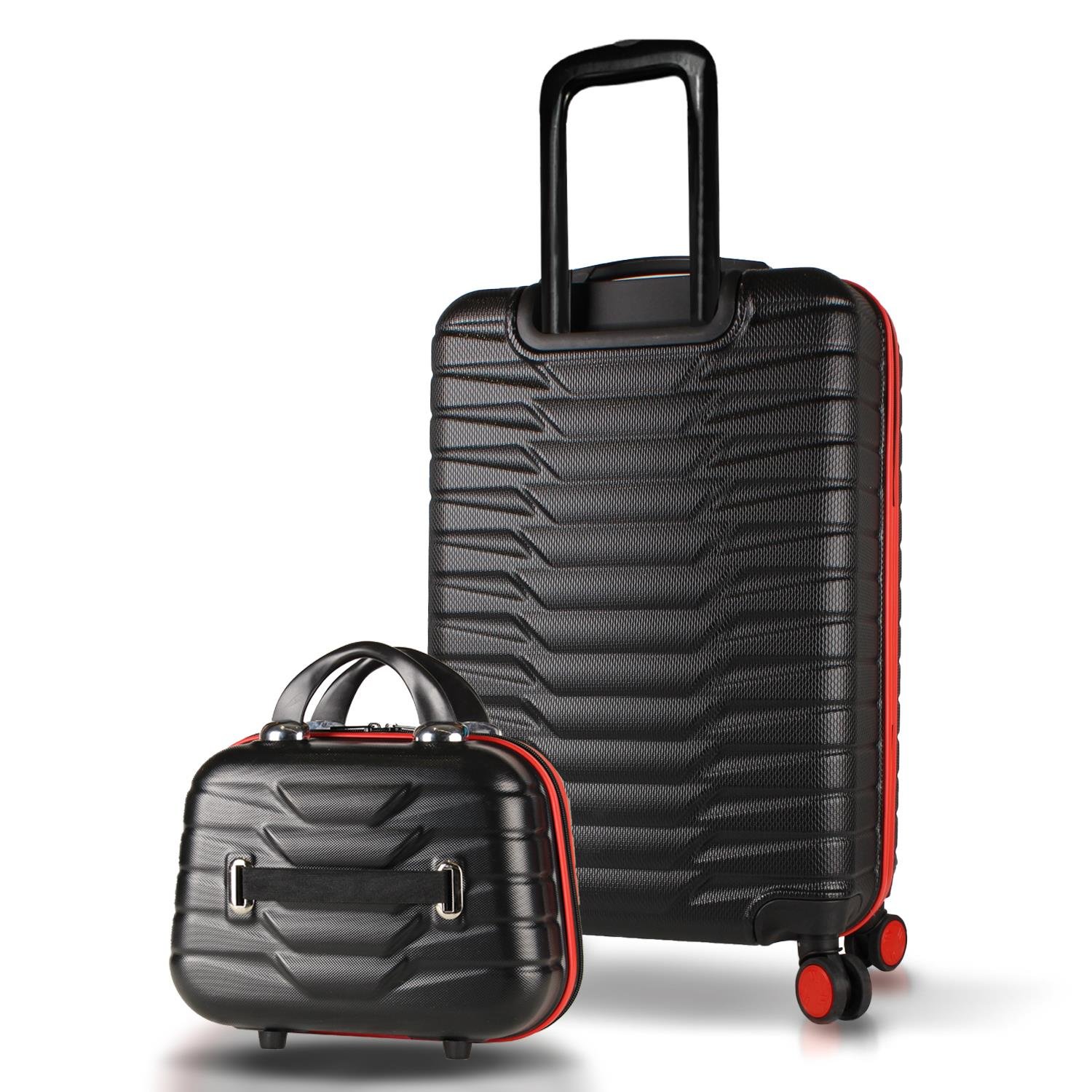 My Valice Croc Abs Makyaj ve Orta Boy Siyah  2'li Valiz Seti