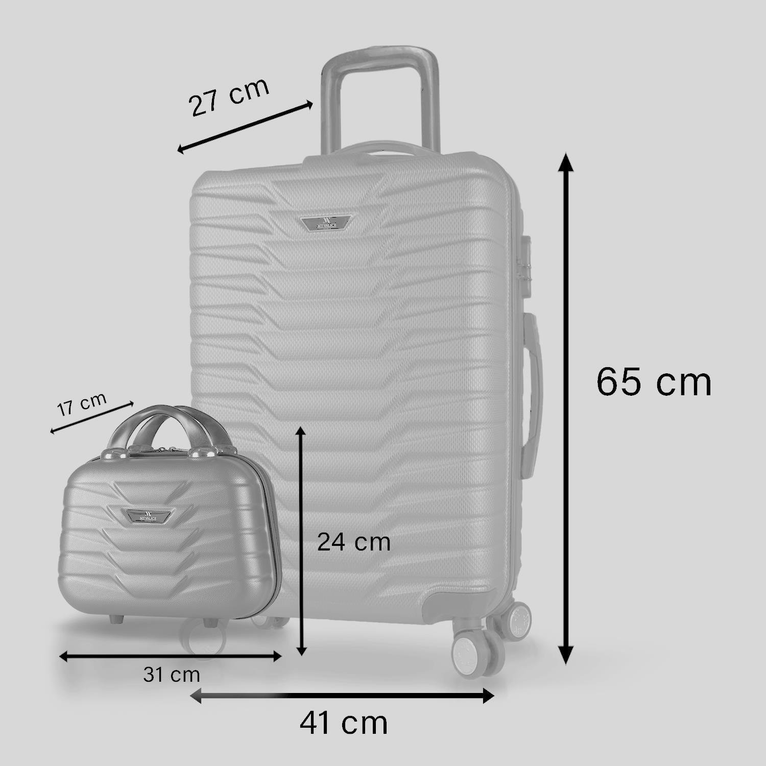 My Valice Croc Abs Makyaj ve Orta Boy Siyah  2'li Valiz Seti