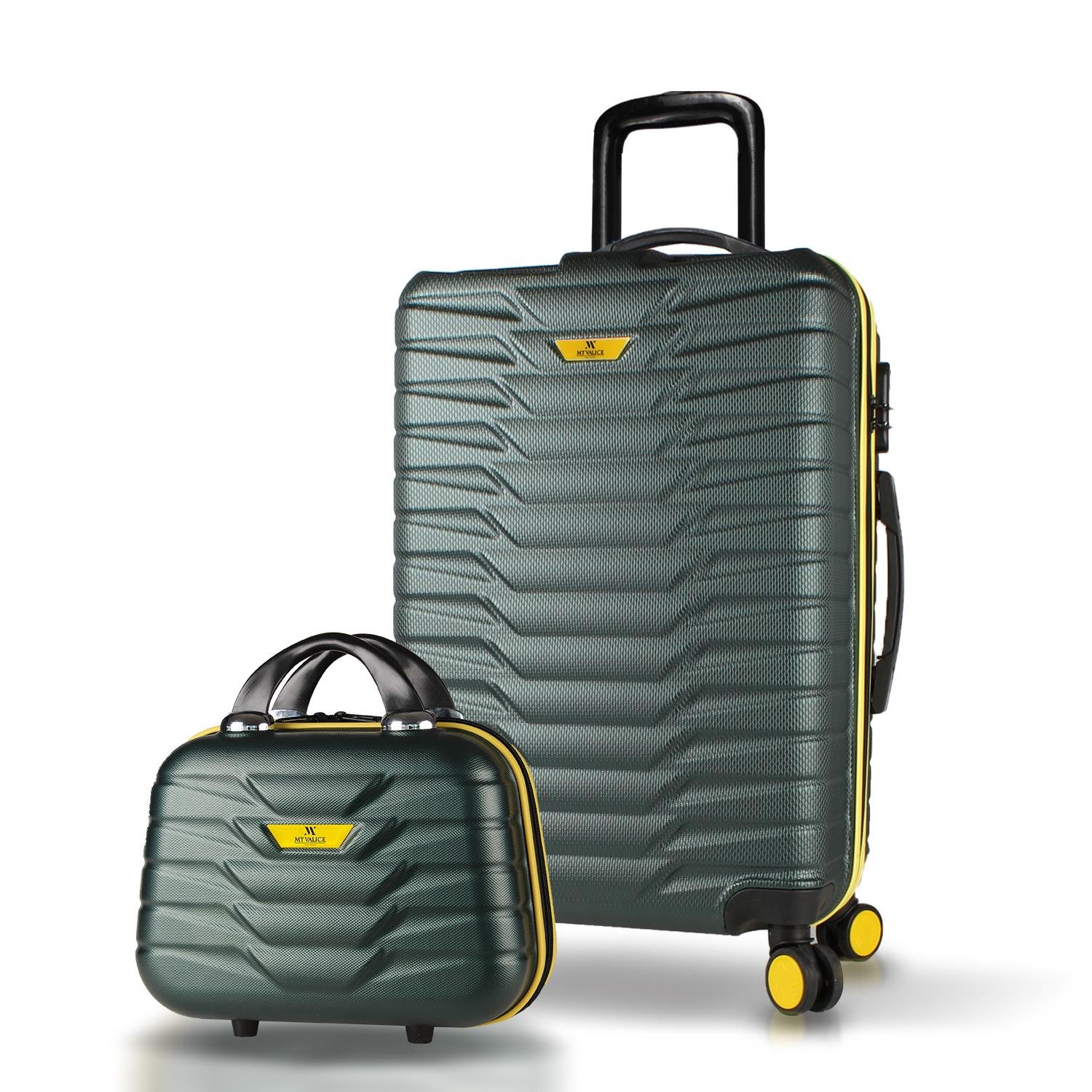 My Valice Croc Abs Makyaj ve Orta Boy Haki  2'li Valiz Seti