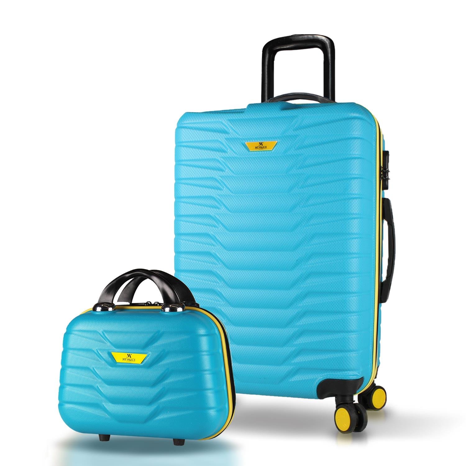 My Valice Croc Abs Makyaj ve Orta Boy Turkuaz  2'li Valiz Seti
