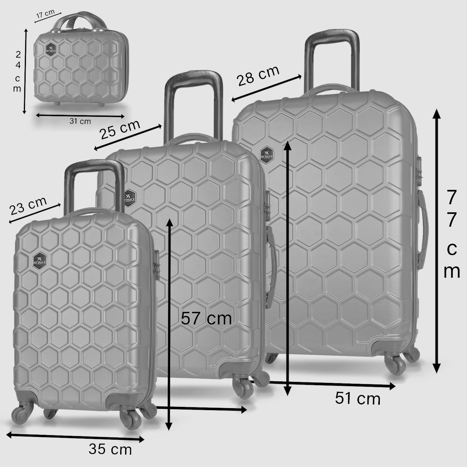 My Valice Honey Abs Kabin Orta Büyük ve Makyaj Boy Haki 4'lü Travel Valiz Seti