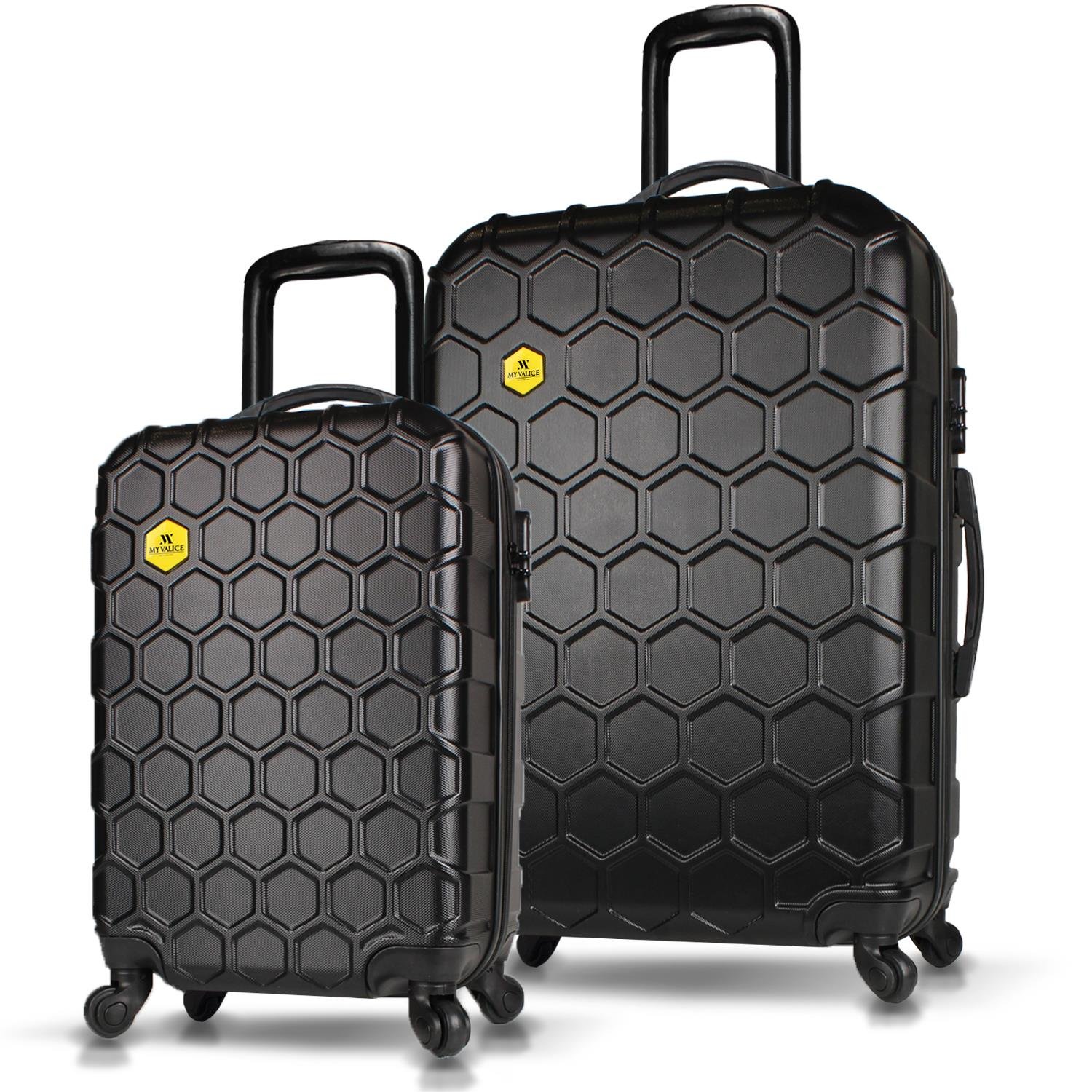 My Valice Honey Abs Cabin and Large Size Set of 2 Luggage Set Black