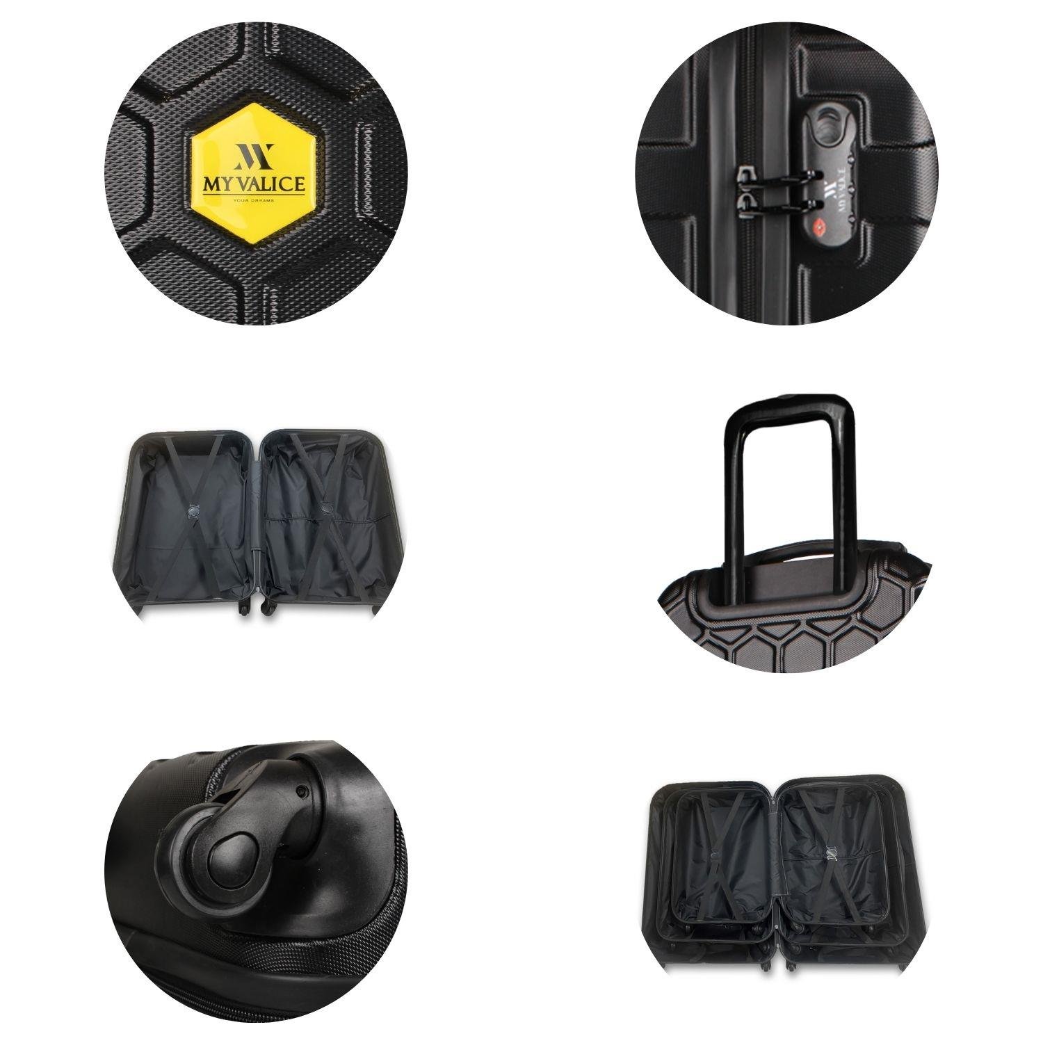 My Valice Honey Abs Cabin and Large Size Set of 2 Luggage Set Black