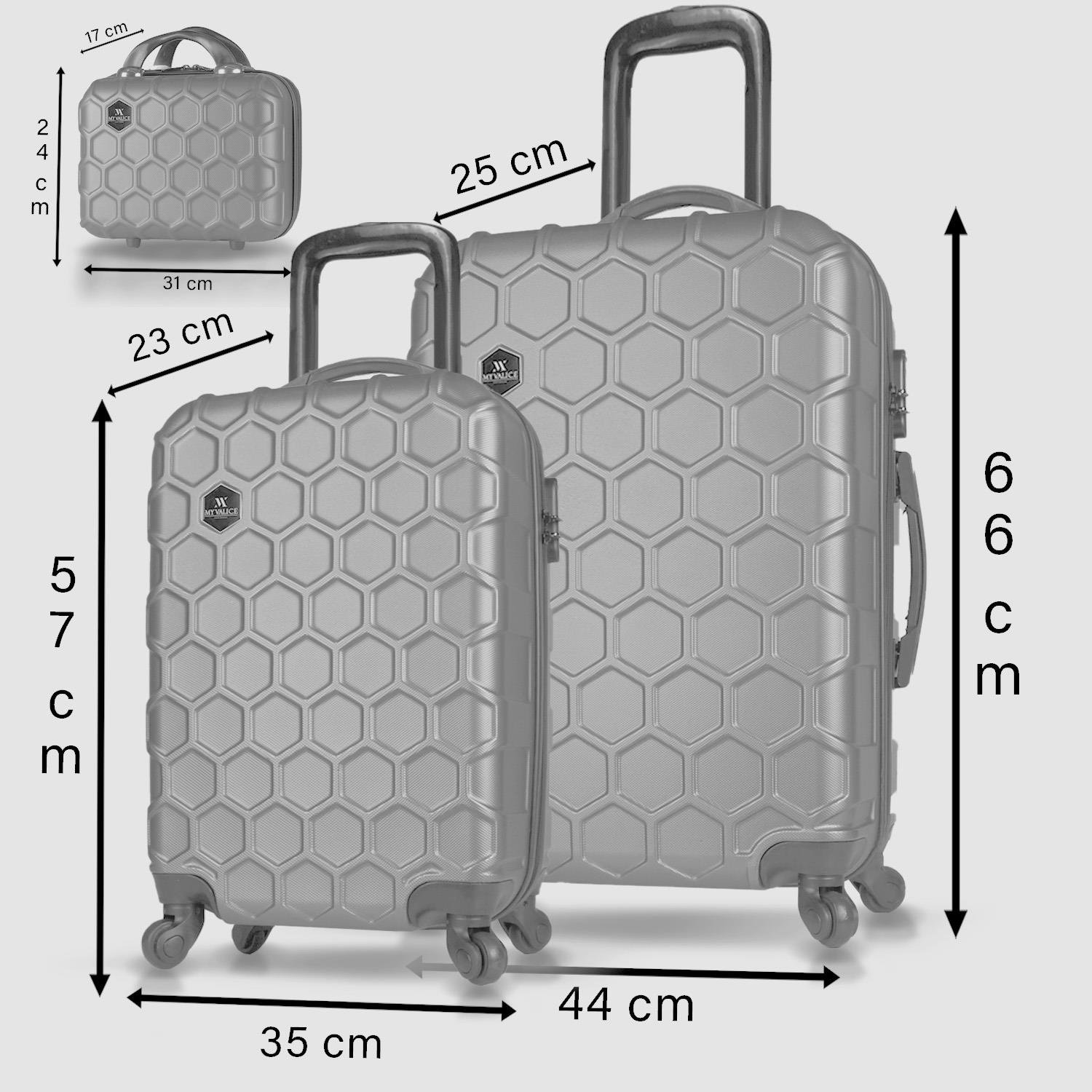 My Valice Honey Abs Makyaj Kabin ve Orta Boy Rose Gold 3'lü Valiz Seti