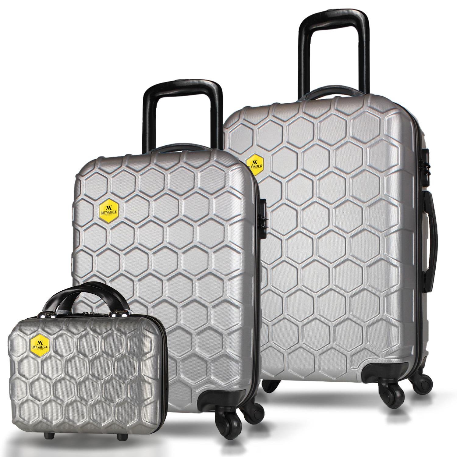 My Valice Honey Abs Makyaj Kabin ve Orta Boy Gri 3'lü Valiz Seti