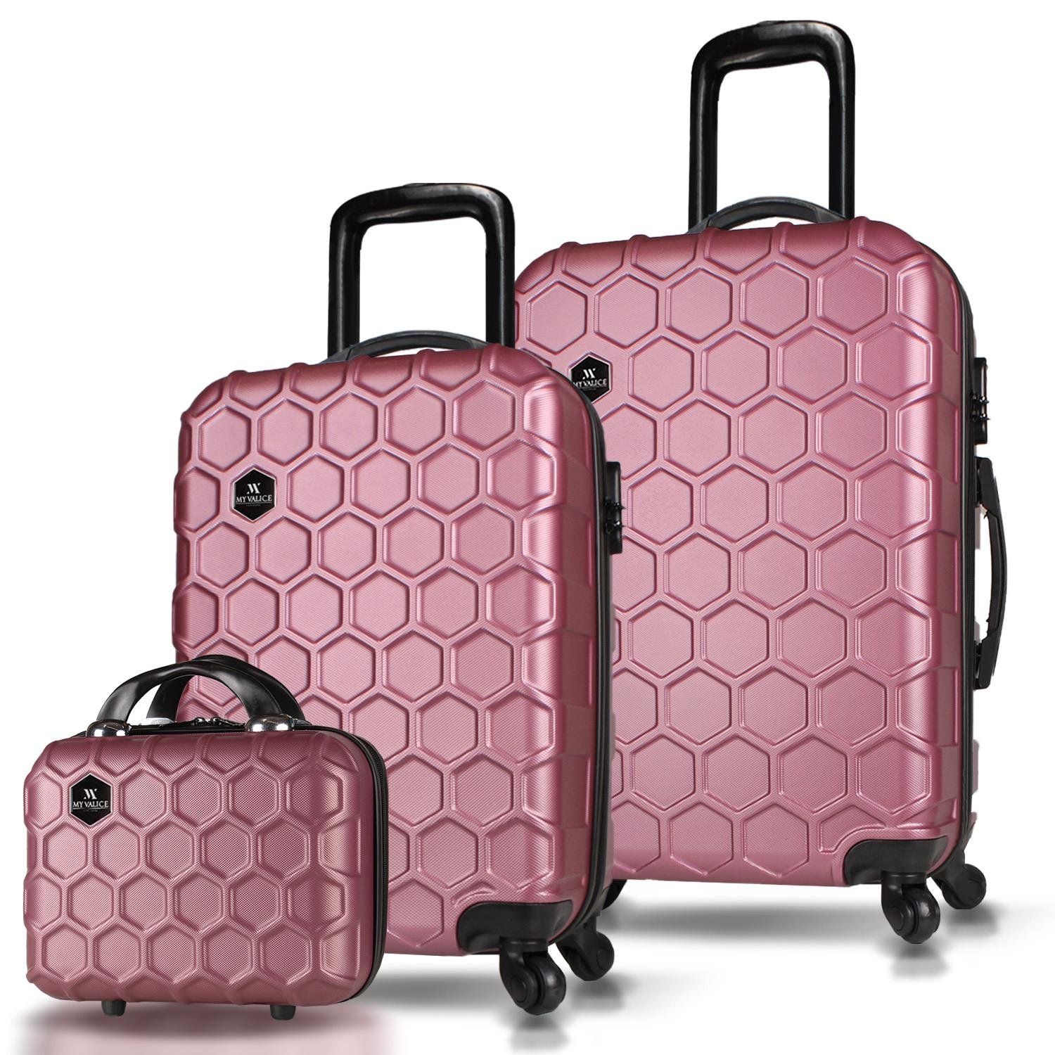 My Valice Honey Abs Makyaj Kabin ve Orta Boy Rose Gold 3'lü Valiz Seti