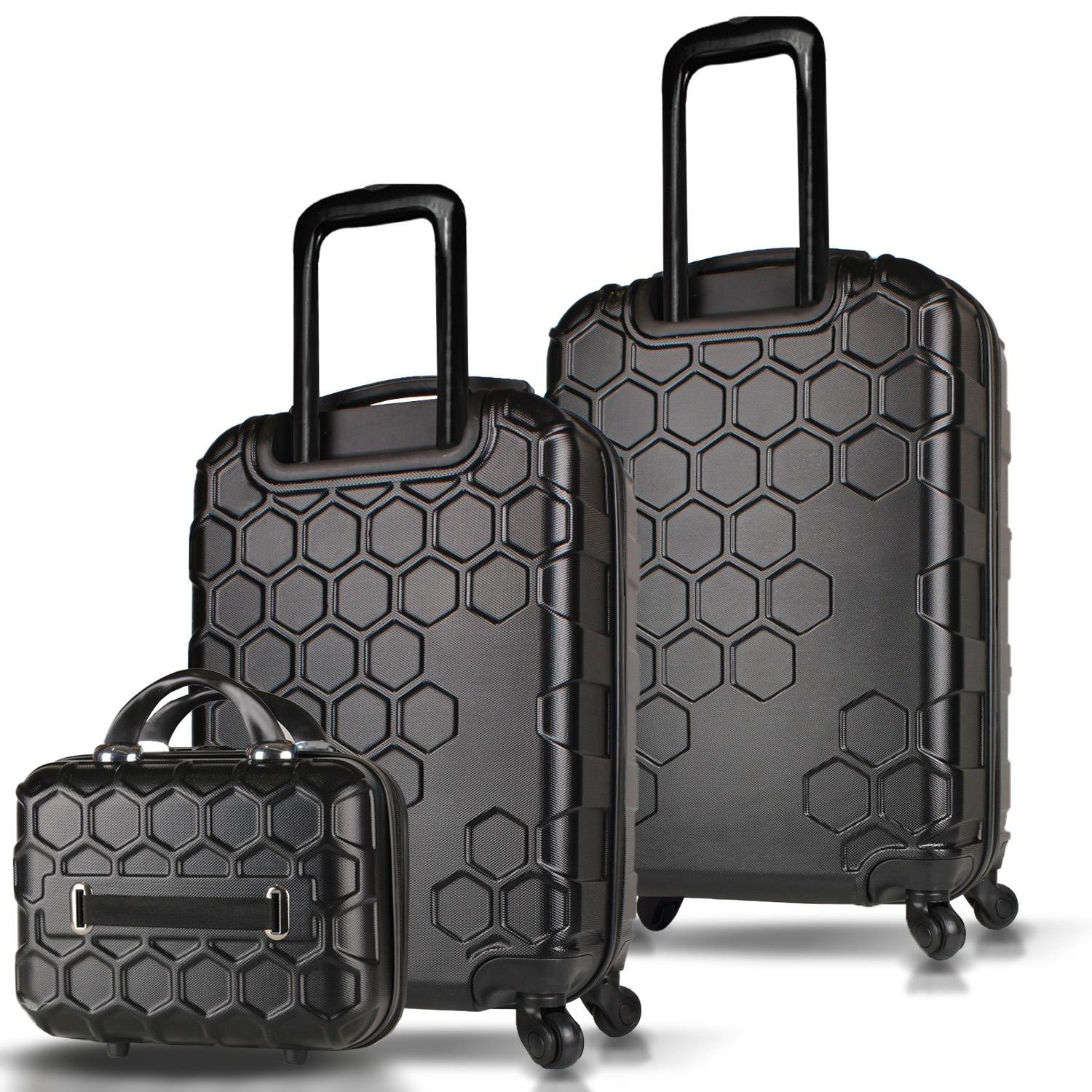 My Valice Honey Abs Makyaj Kabin ve Orta Boy Siyah 3'lü Valiz Seti