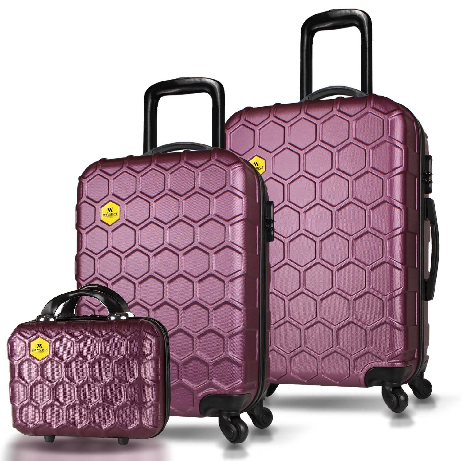 My Valice Honey Abs Makyaj Kabin ve Orta Boy Fuşya 3'lü Valiz Seti