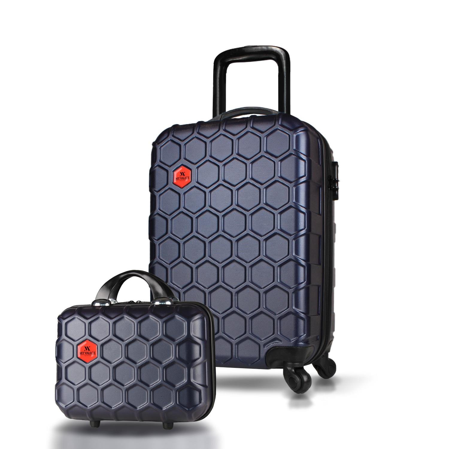 My Valice Honey Abs Makyaj ve Kabin Boy Lacivert  2'li Valiz Seti