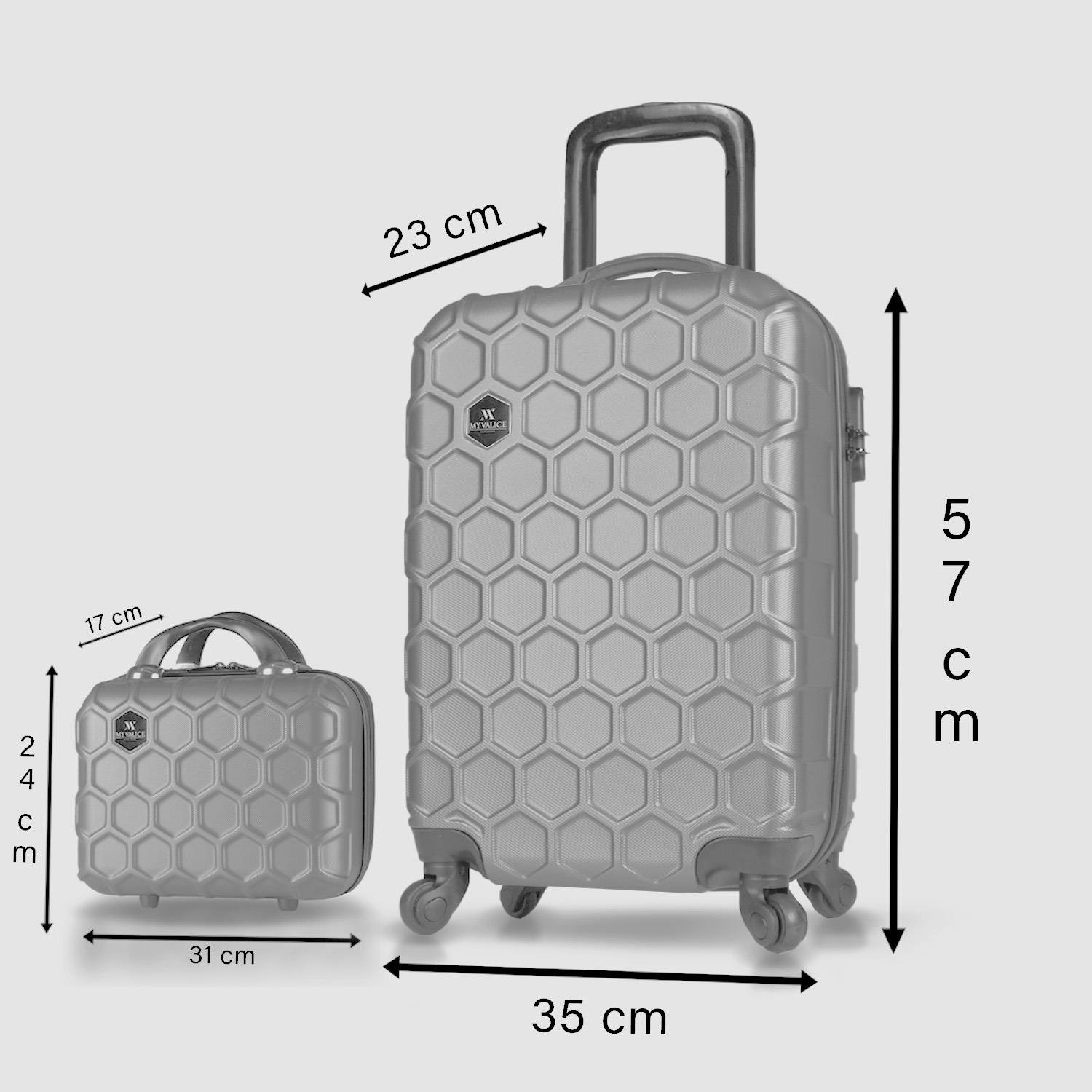 My Valice Honey Abs Makyaj ve Kabin Boy Lacivert  2'li Valiz Seti