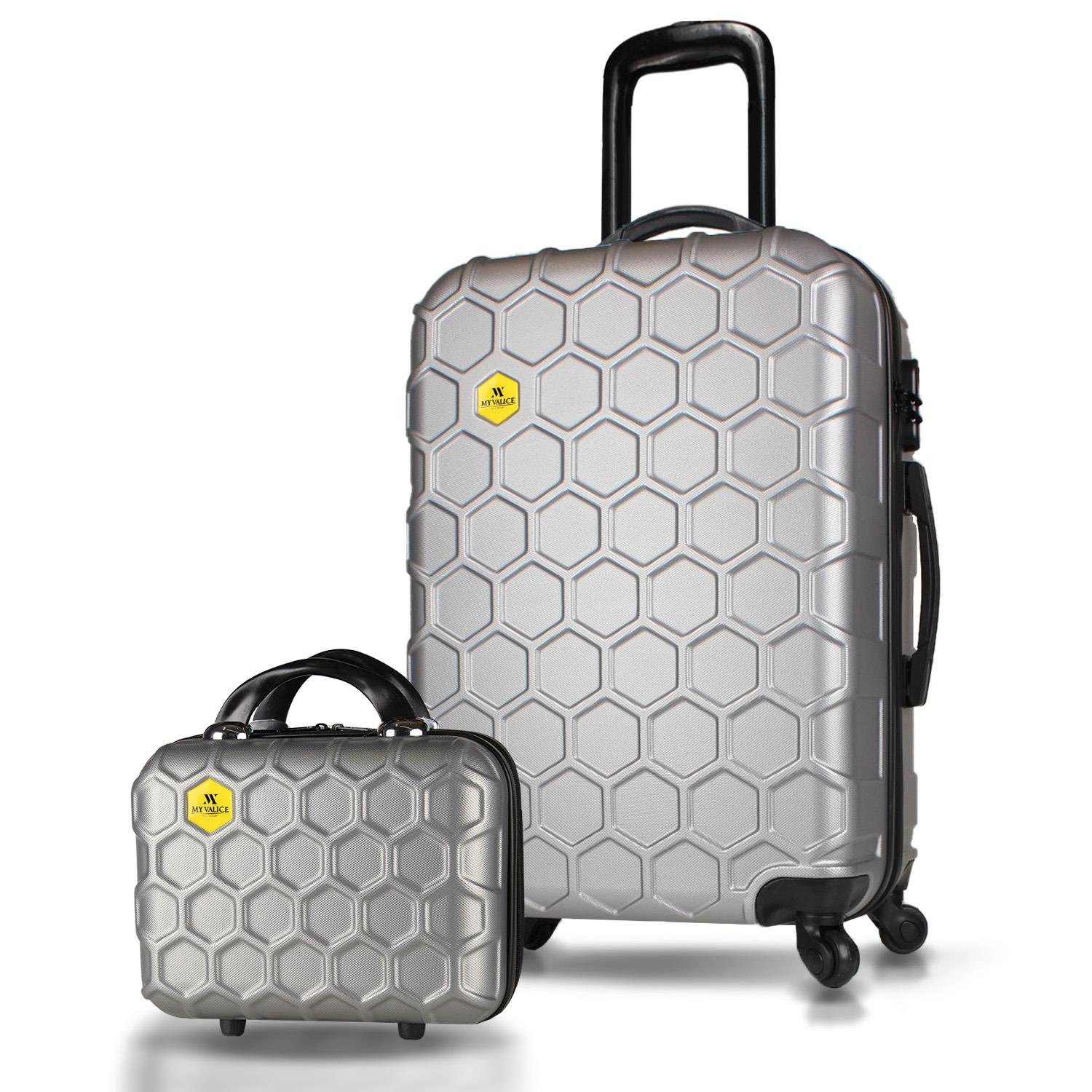 My Valice Honey Abs Makyaj ve Orta Boy Gri  2'li Valiz Seti