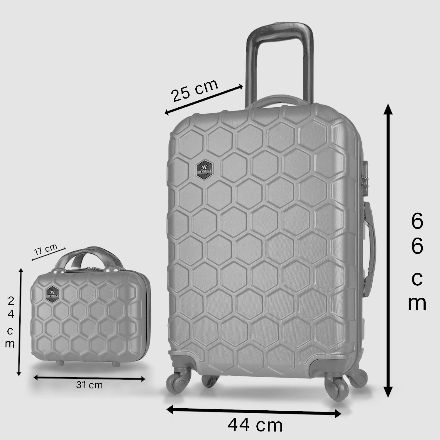 My Valice Honey Abs Makyaj ve Orta Boy Fuşya 2'li Valiz Seti