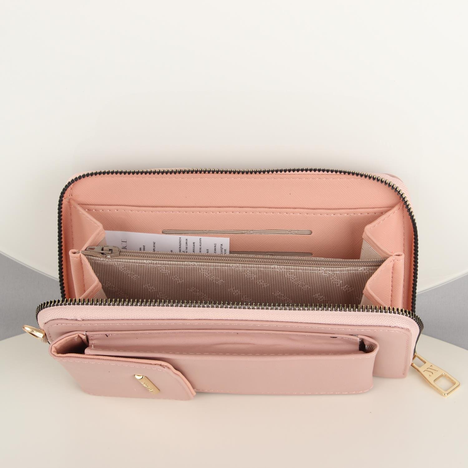 My Valice Kadın Deri Çapraz Cüzdan ve Kartlık Bölmeli Telefon Çantası 1617 Pudra