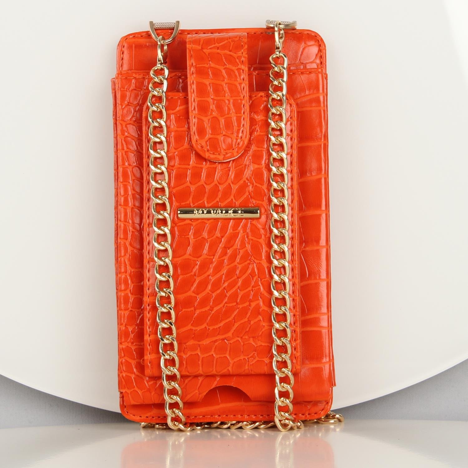 My Valice Kadın Deri Çapraz Cüzdan ve Kartlık Bölmeli Telefon Çantası 1618 Turuncu