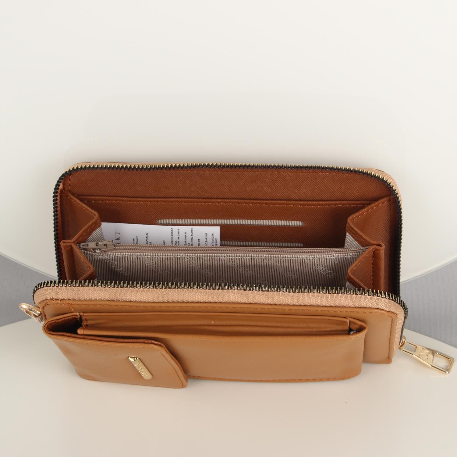 My Valice Kadın Deri Çapraz Cüzdan ve Kartlık Bölmeli Telefon Çantası 1617 Taba