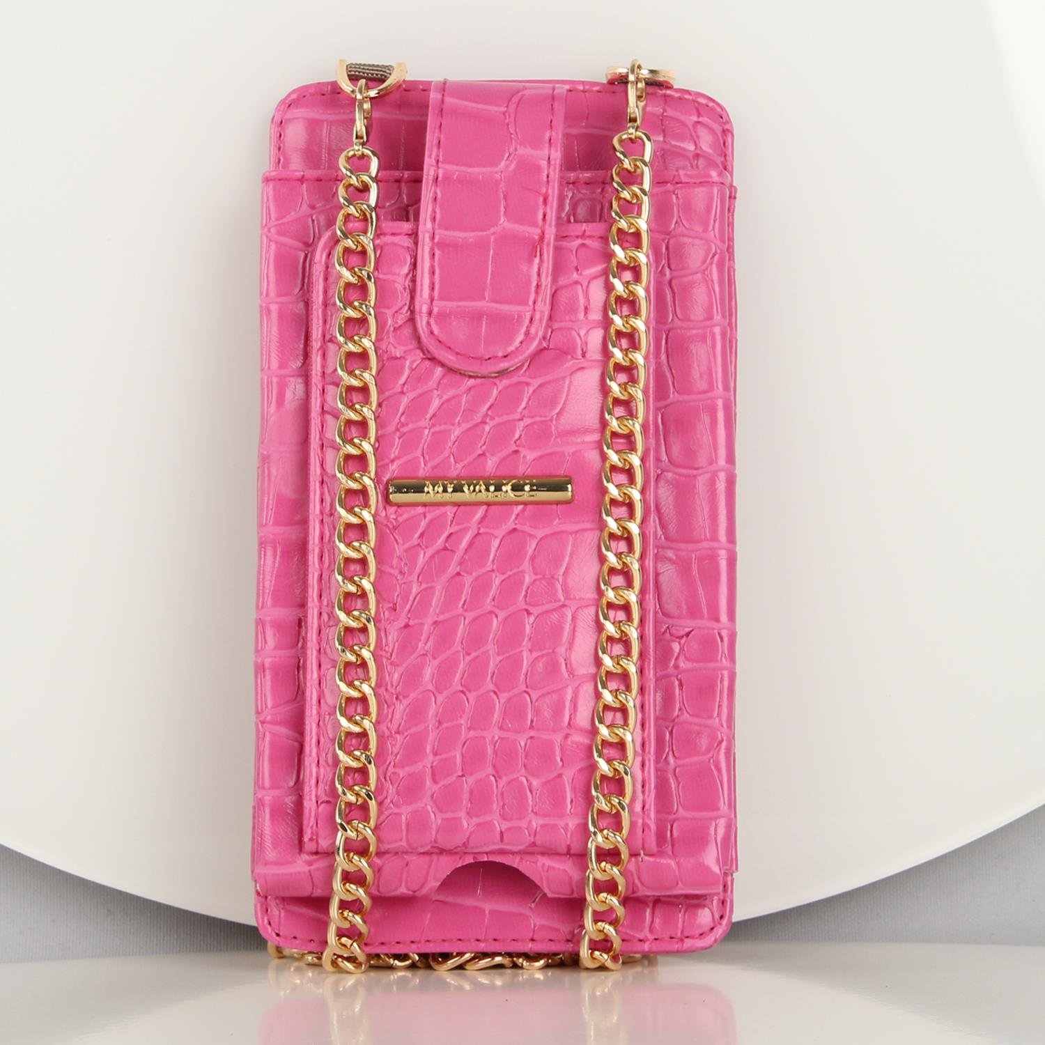 My Valice Kadın Deri Çapraz Cüzdan ve Kartlık Bölmeli Telefon Çantası 1618 Pembe