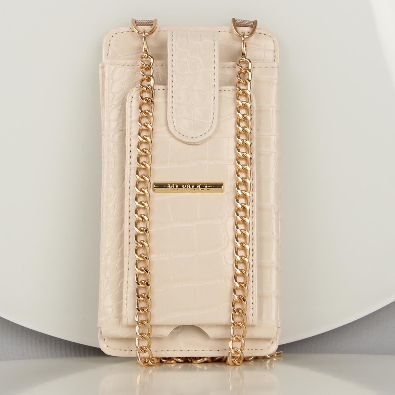 My Valice Kadın Deri Çapraz Cüzdan ve Kartlık Bölmeli Telefon Çantası 1618 Bej