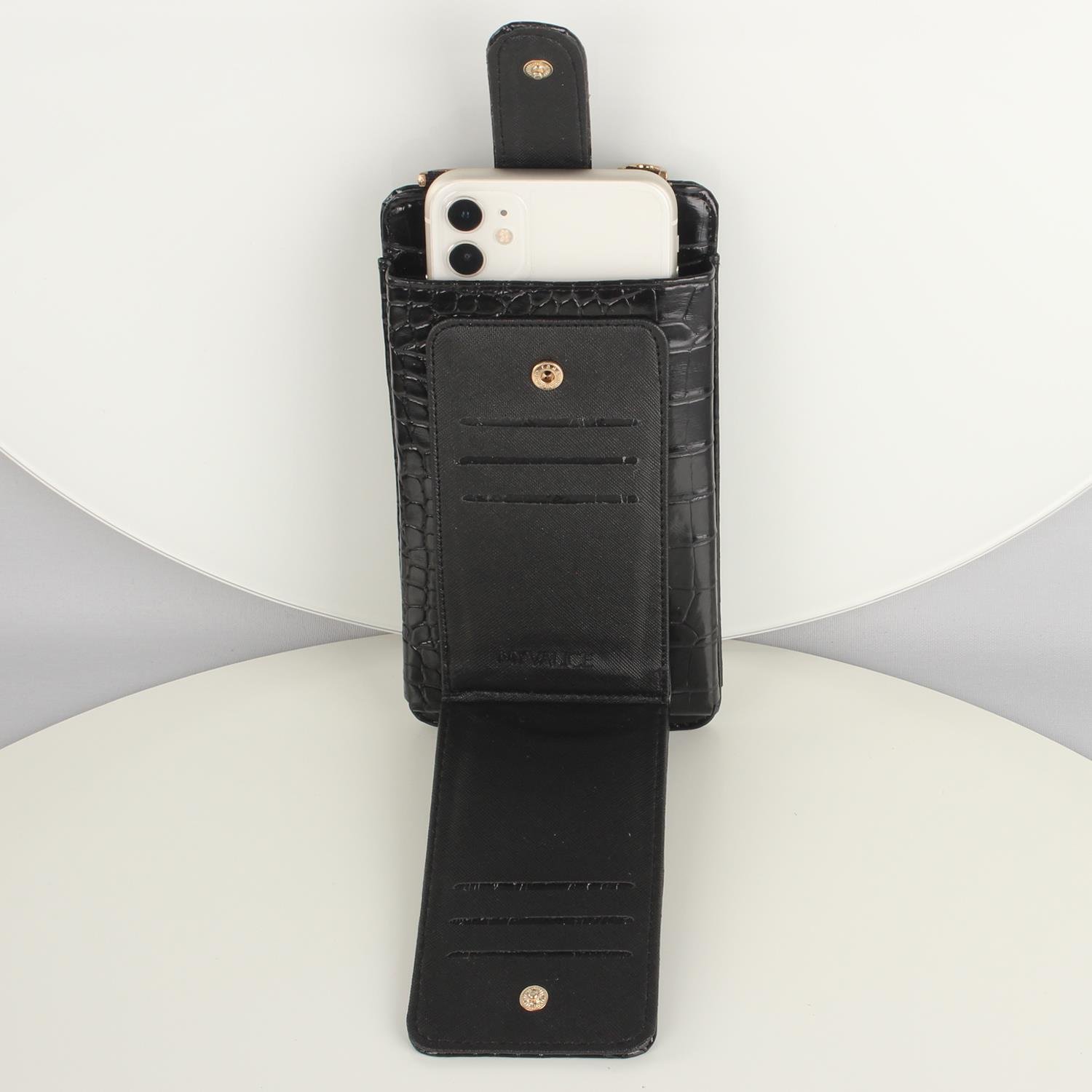 My Valice Kadın Deri Çapraz Cüzdan ve Kartlık Bölmeli Telefon Çantası 1618 Siyah