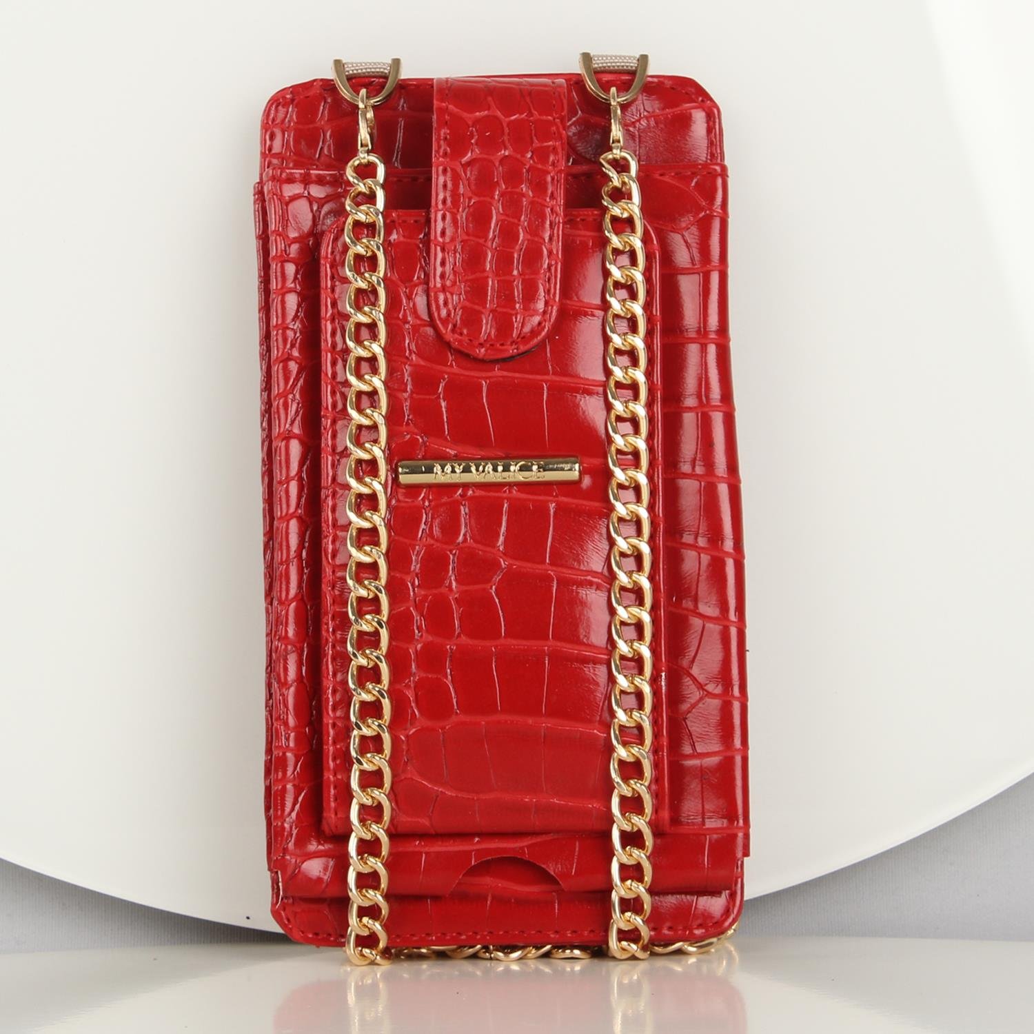 My Valice Kadın Deri Çapraz Cüzdan ve Kartlık Bölmeli Telefon Çantası 1618 Kırmızı