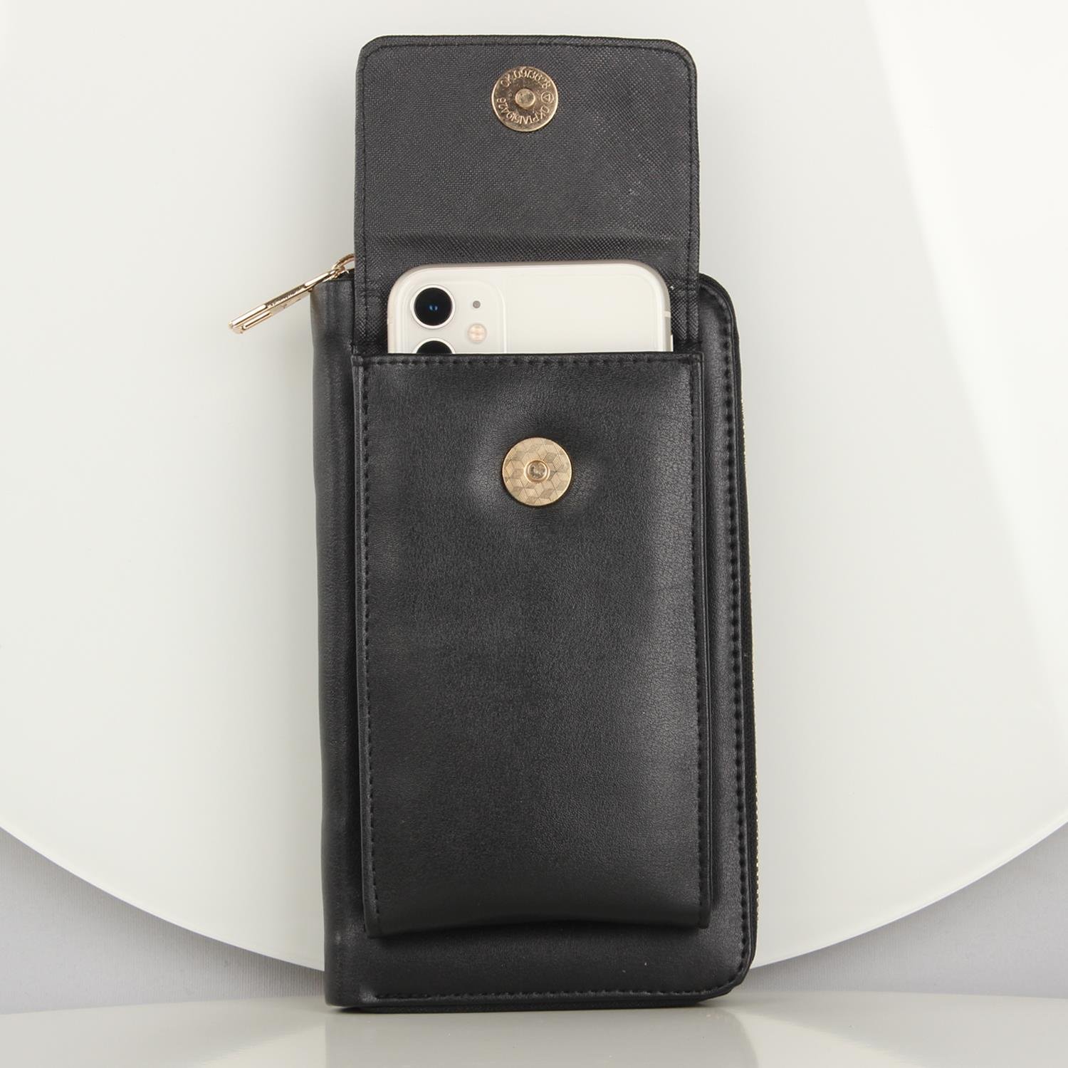 My Valice Kadın Deri Çapraz Cüzdan ve Kartlık Bölmeli Telefon Çantası 1617 Siyah