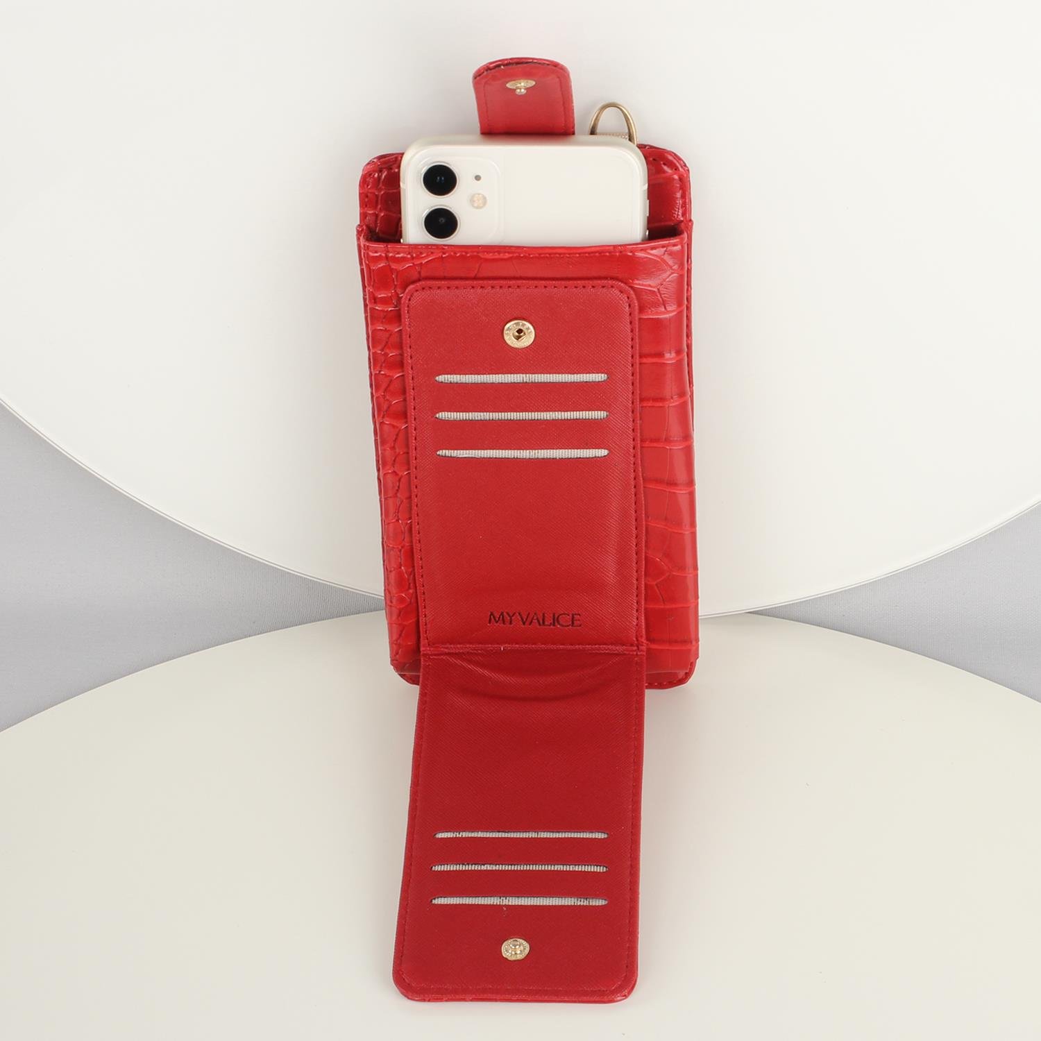 My Valice Kadın Deri Çapraz Cüzdan ve Kartlık Bölmeli Telefon Çantası 1618 Kırmızı