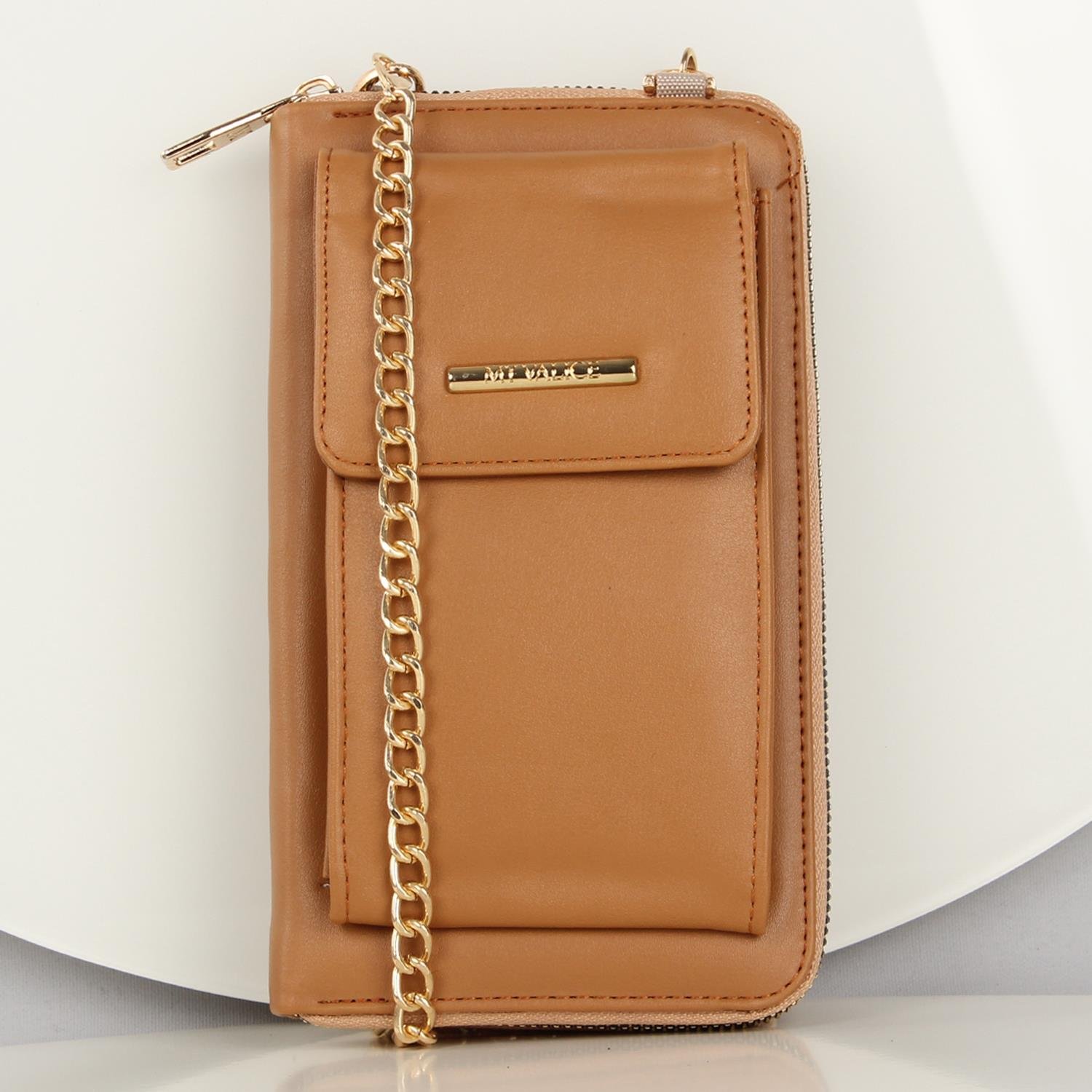My Valice Kadın Deri Çapraz Cüzdan ve Kartlık Bölmeli Telefon Çantası 1617 Taba