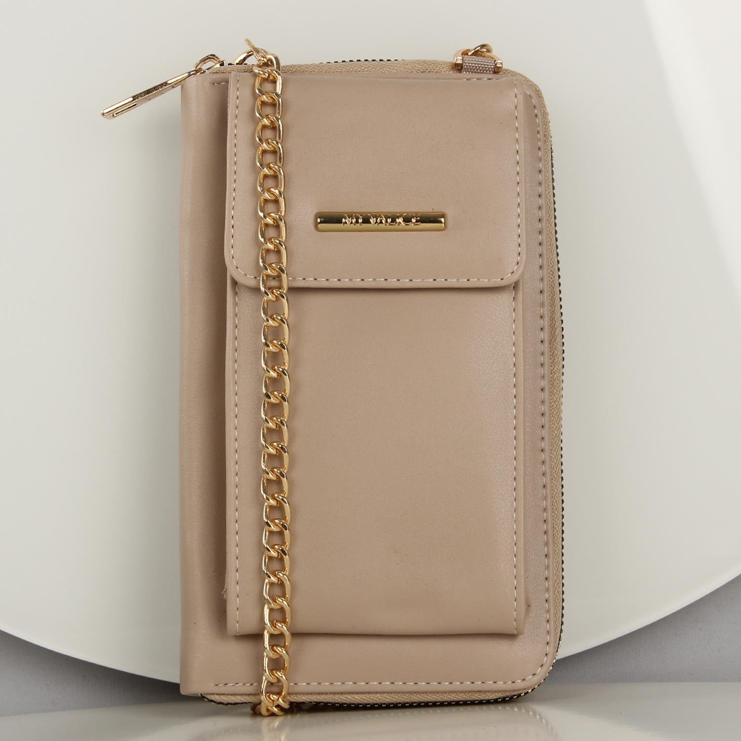 My Valice Kadın Deri Çapraz Cüzdan ve Kartlık Bölmeli Telefon Çantası 1617 Vizon