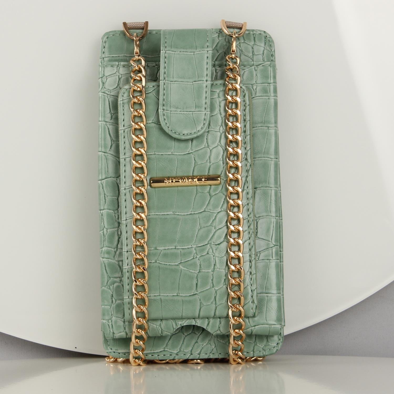 My Valice Kadın Deri Çapraz Cüzdan ve Kartlık Bölmeli Telefon Çantası 1618 Mint Yeşili