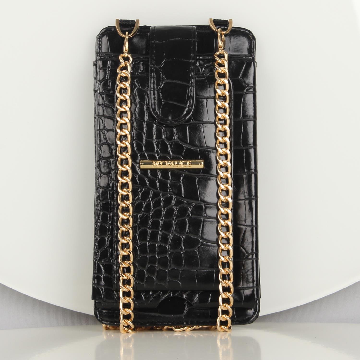 My Valice Kadın Deri Çapraz Cüzdan ve Kartlık Bölmeli Telefon Çantası 1618 Siyah