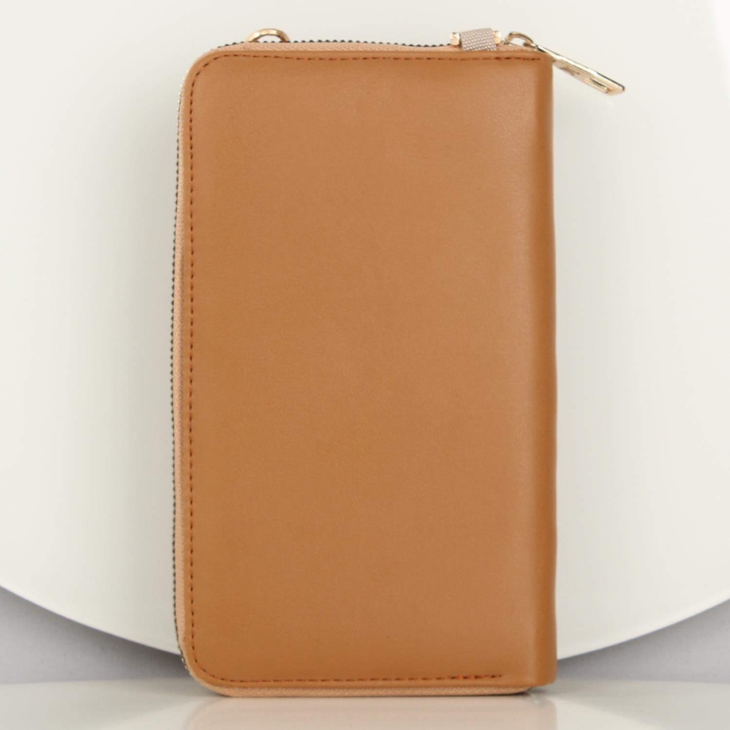 My Valice Kadın Deri Çapraz Cüzdan ve Kartlık Bölmeli Telefon Çantası 1617 Taba