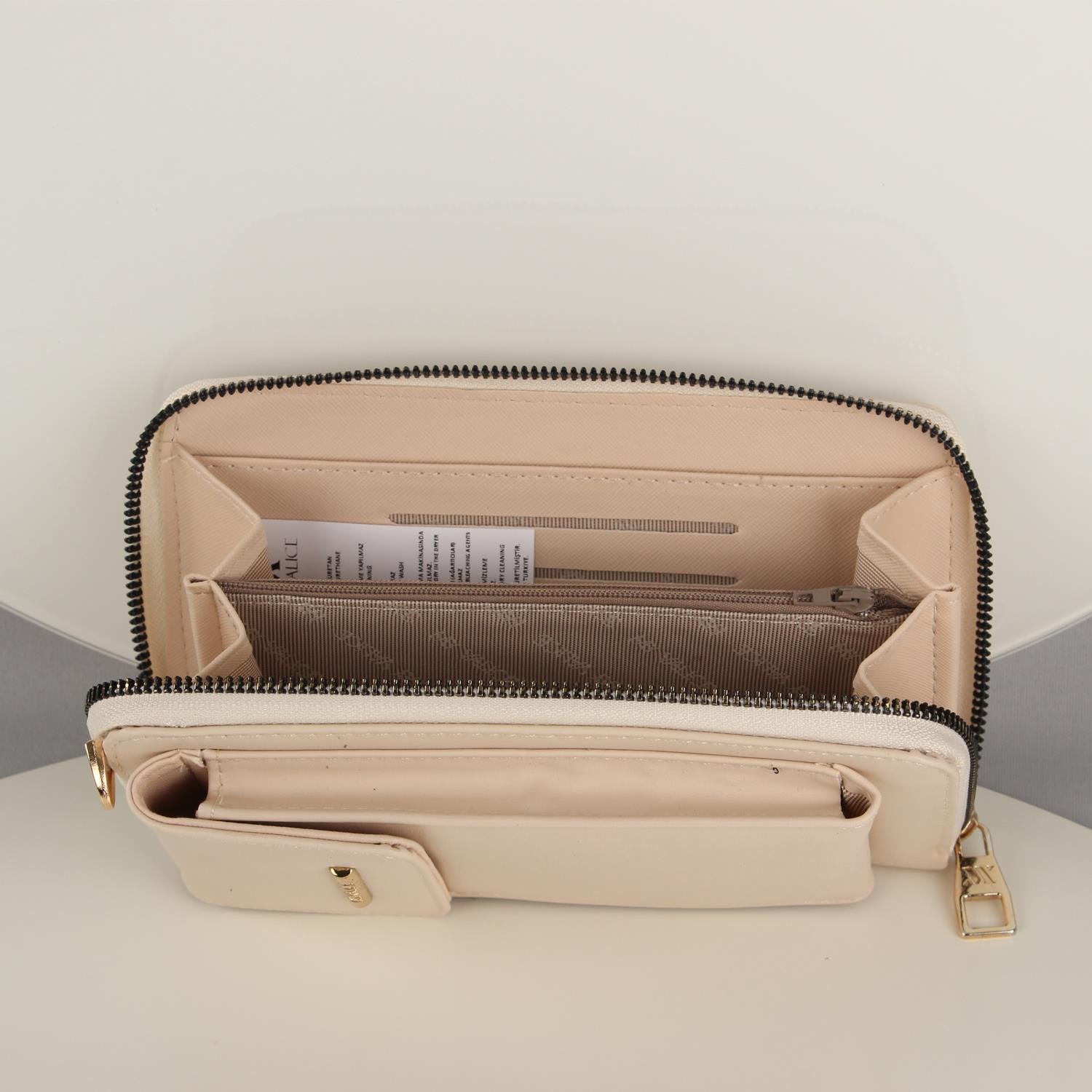 My Valice Kadın Deri Çapraz Cüzdan ve Kartlık Bölmeli Telefon Çantası 1617 Bej