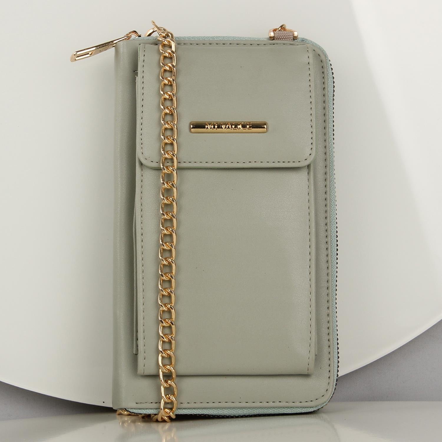 My Valice Kadın Deri Çapraz Cüzdan ve Kartlık Bölmeli Telefon Çantası 1617 Mint Yeşili