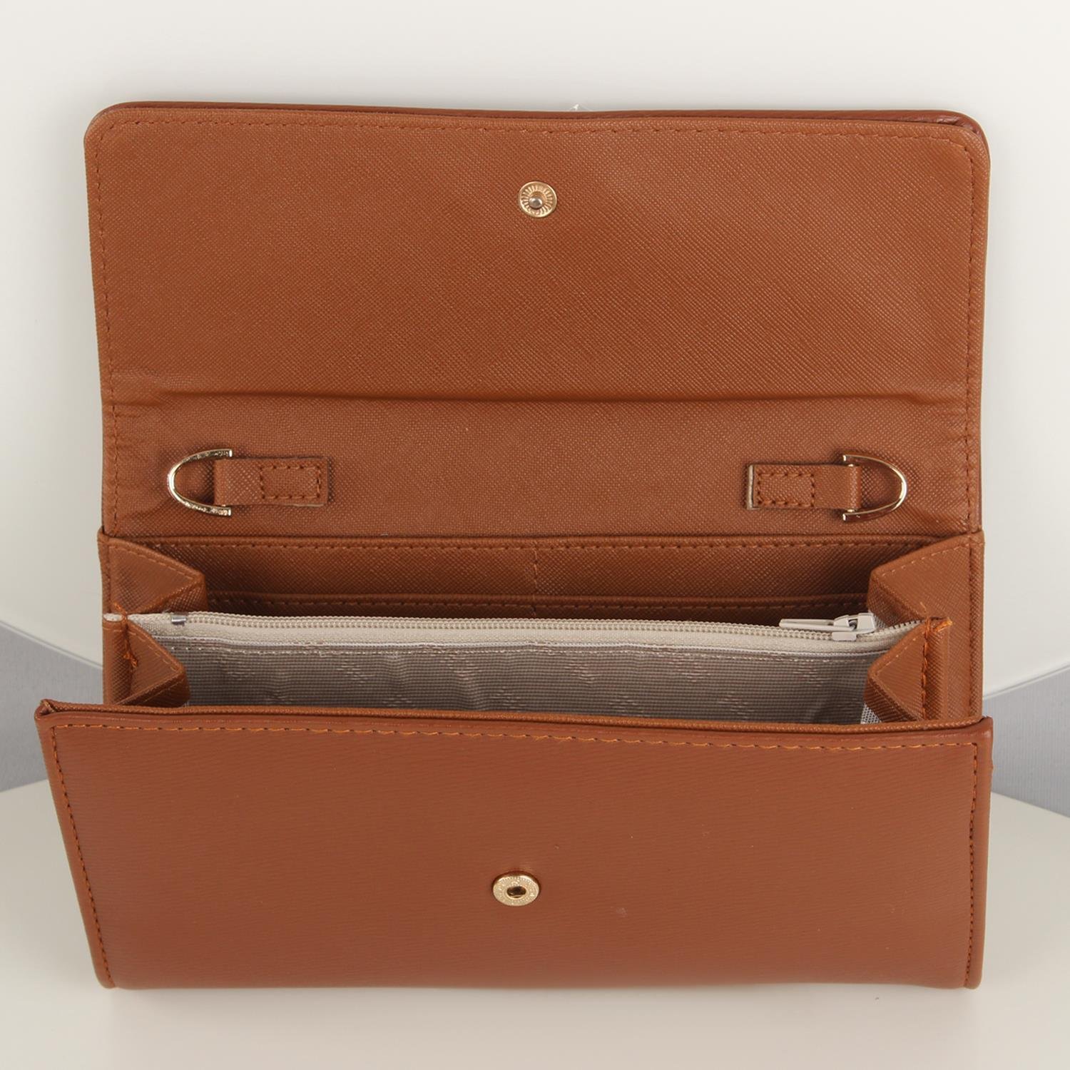 My Valice Kadın Deri Çapraz Mini Portföy Çanta Cüzdan ve Kartlık Bölmeli Telefon Çantası 1622 Taba