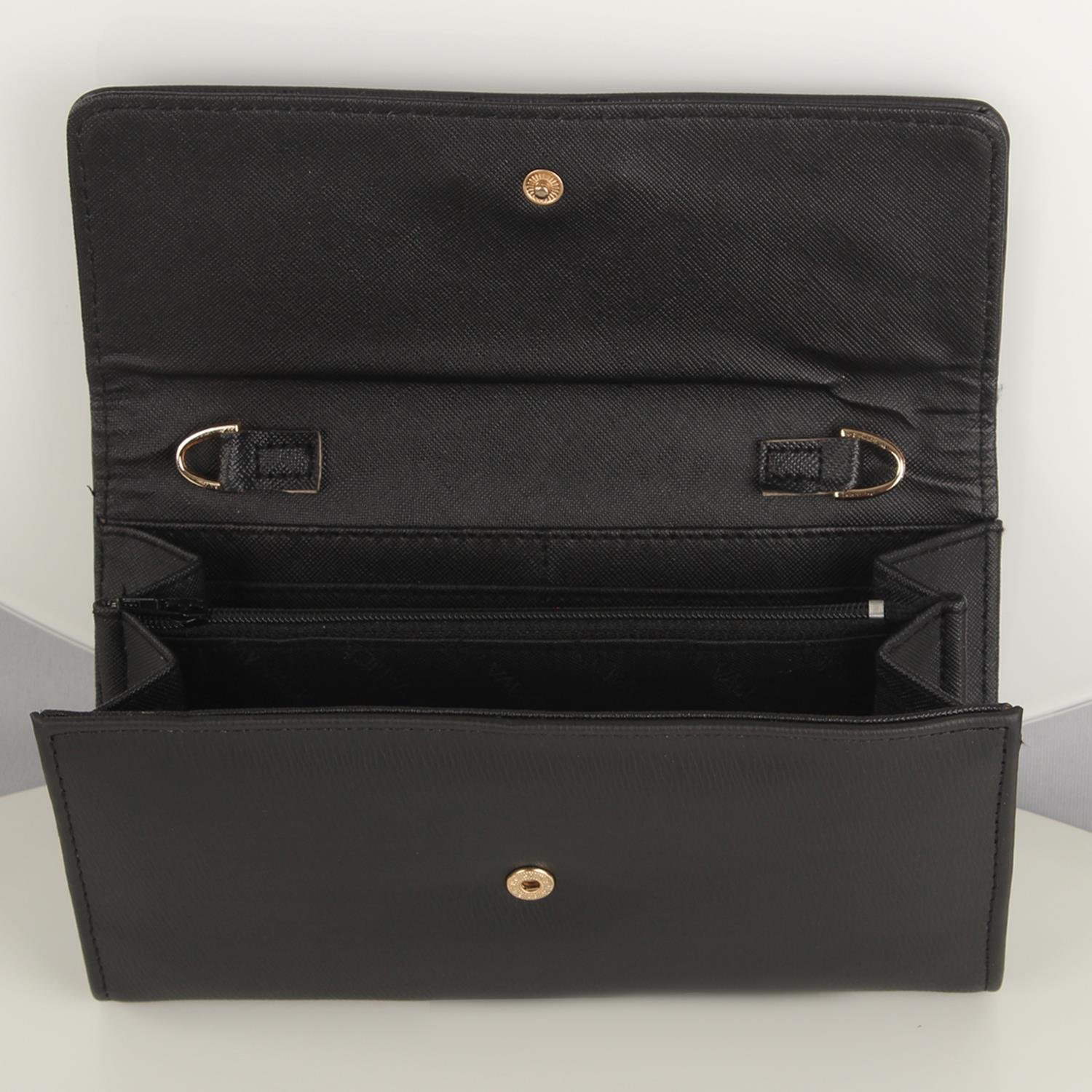 My Valice Kadın Deri Çapraz Mini Portföy Çanta Cüzdan ve Kartlık Bölmeli Telefon Çantası 1622 Siyah