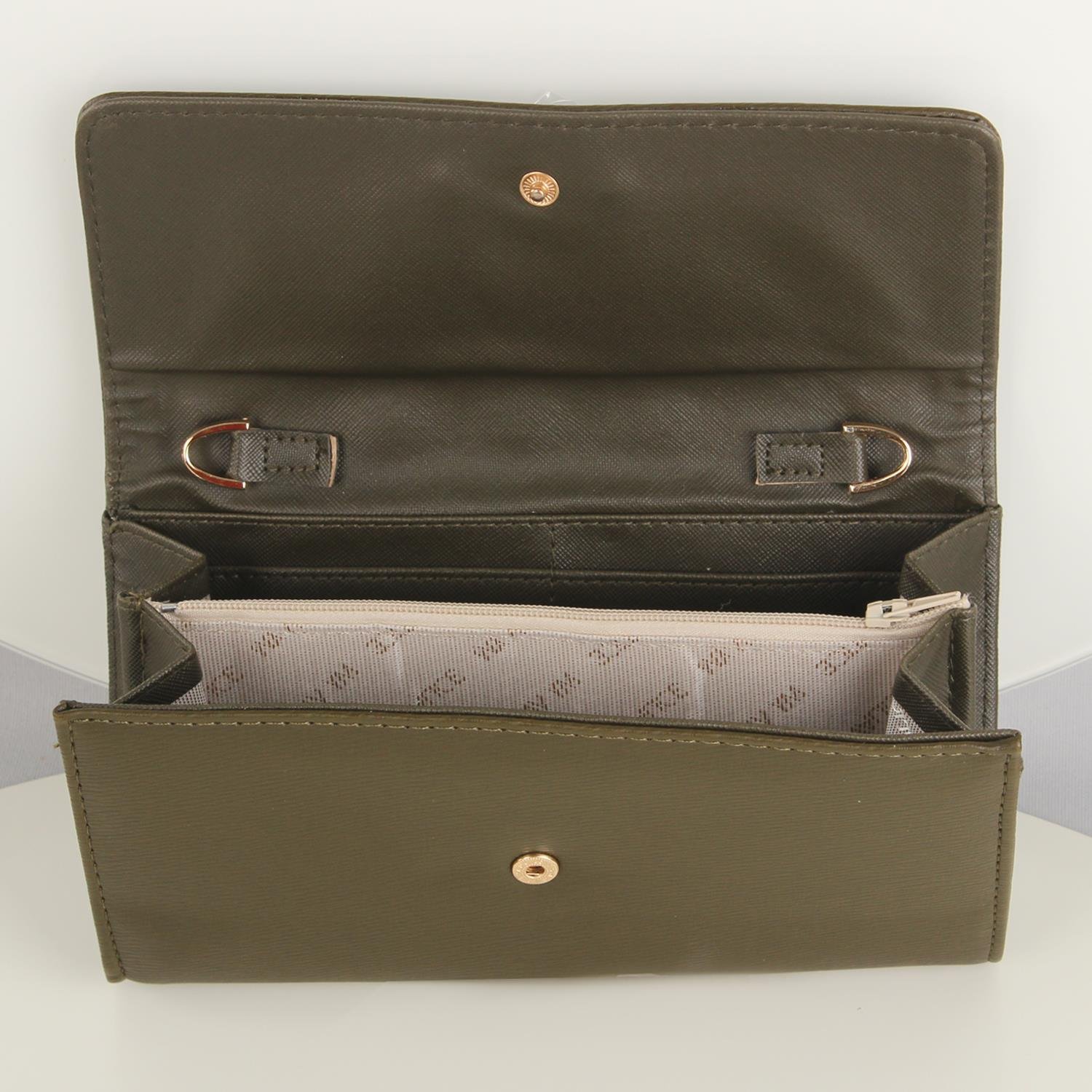 My Valice Kadın Deri Çapraz Mini Portföy Çanta Cüzdan ve Kartlık Bölmeli Telefon Çantası 1622 Haki