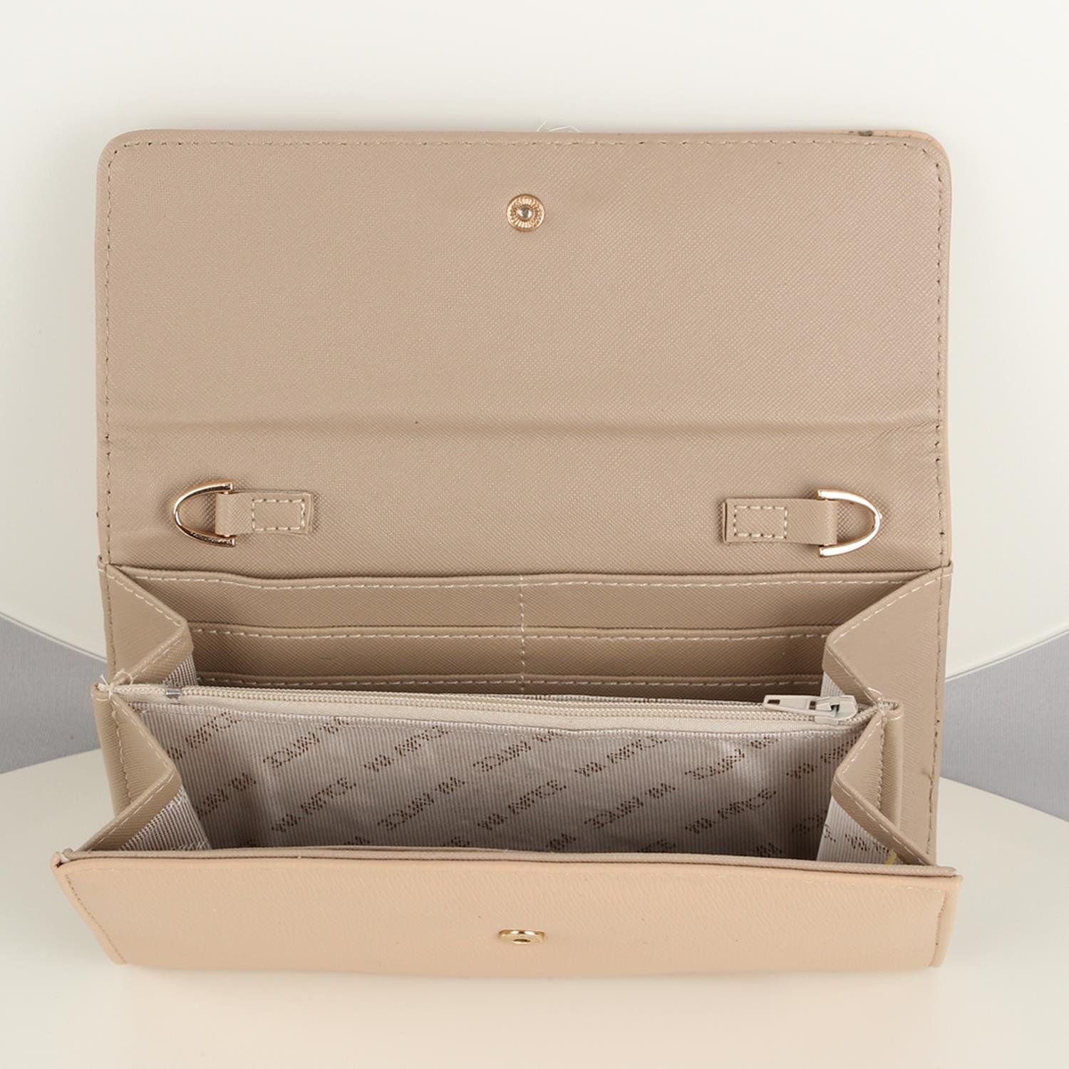 My Valice Kadın Deri Çapraz Mini Portföy Çanta Cüzdan ve Kartlık Bölmeli Telefon Çantası 1622 Bej