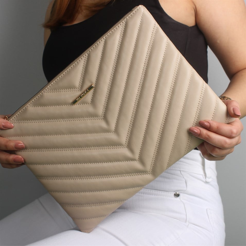 My Valice Kadın Deri El Portföy Çanta 1615 Vizon